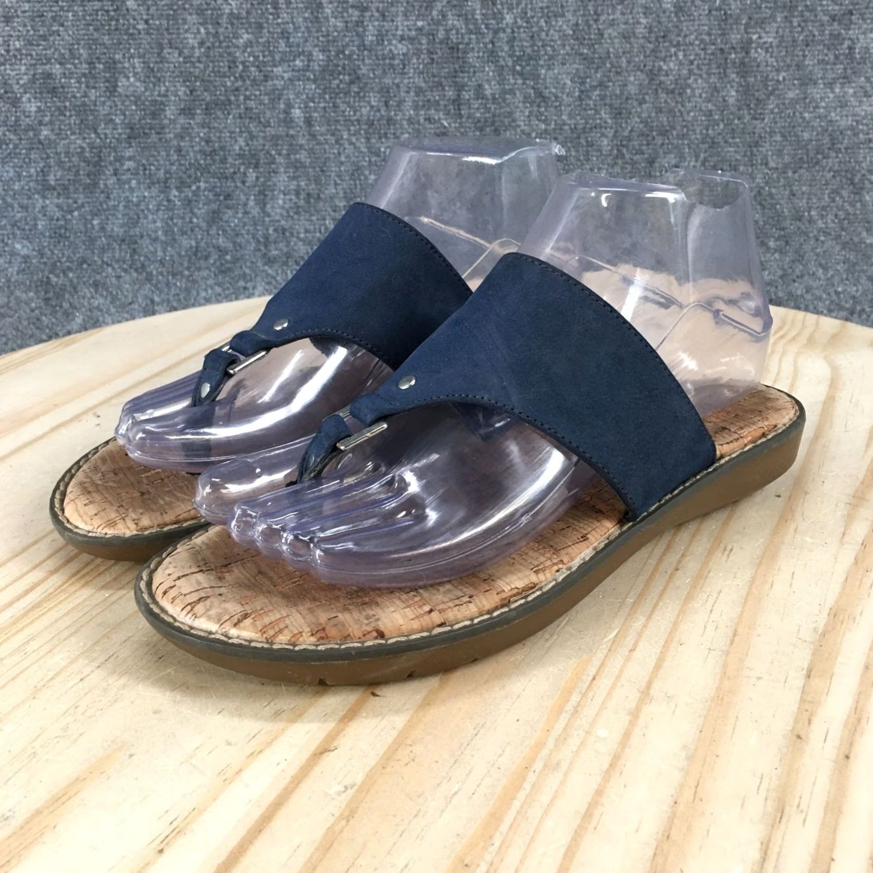 Vintage Aerosoles Sandals Womens 6.5M Blue Faux Leather Wedge Heels Thong Casual Slip-On Shape: Solid Pattern: Blue, Blue Size US 7 / IT 37 - 7 Thumbnail