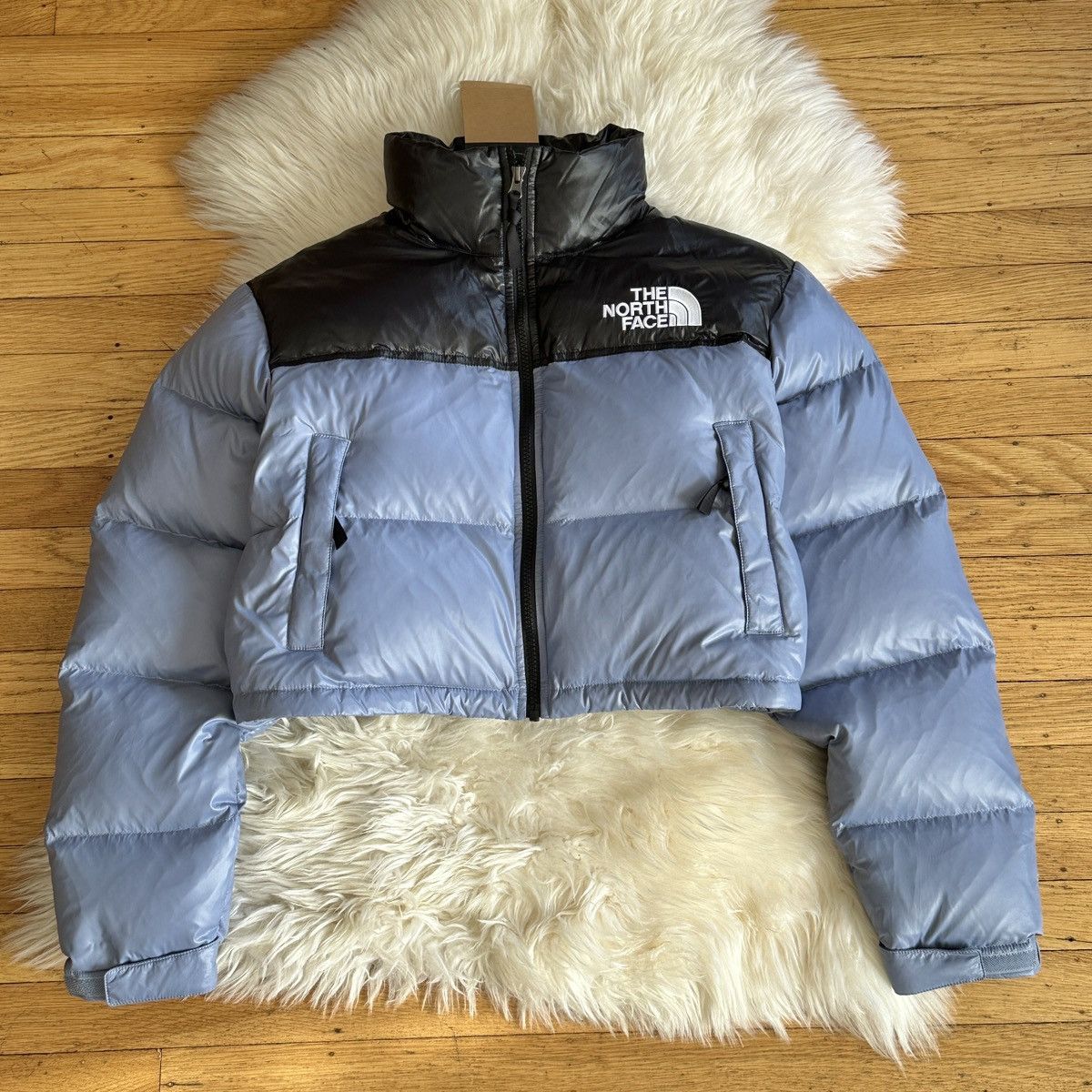 The North Face north face nuptse blue black cropped puffer jacket small Size S / US 4 / IT 40 - 1 Thumbnail