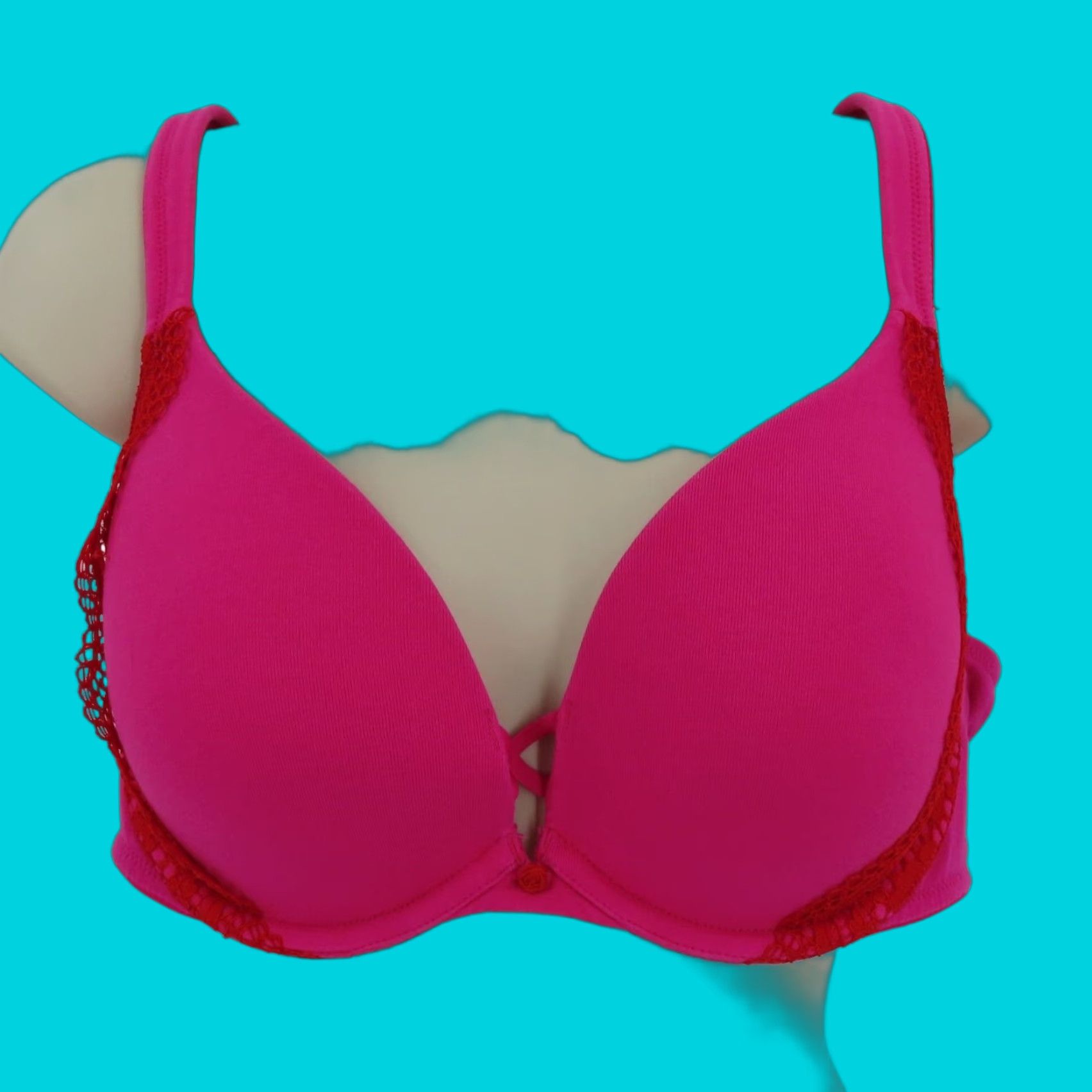 Pinko Cacique Bra 36DD Pink Lace Underwire Padded Lined Plunge T-Shirt Cup DD Womens Adult 36 Size ONE SIZE - 1 Thumbnail