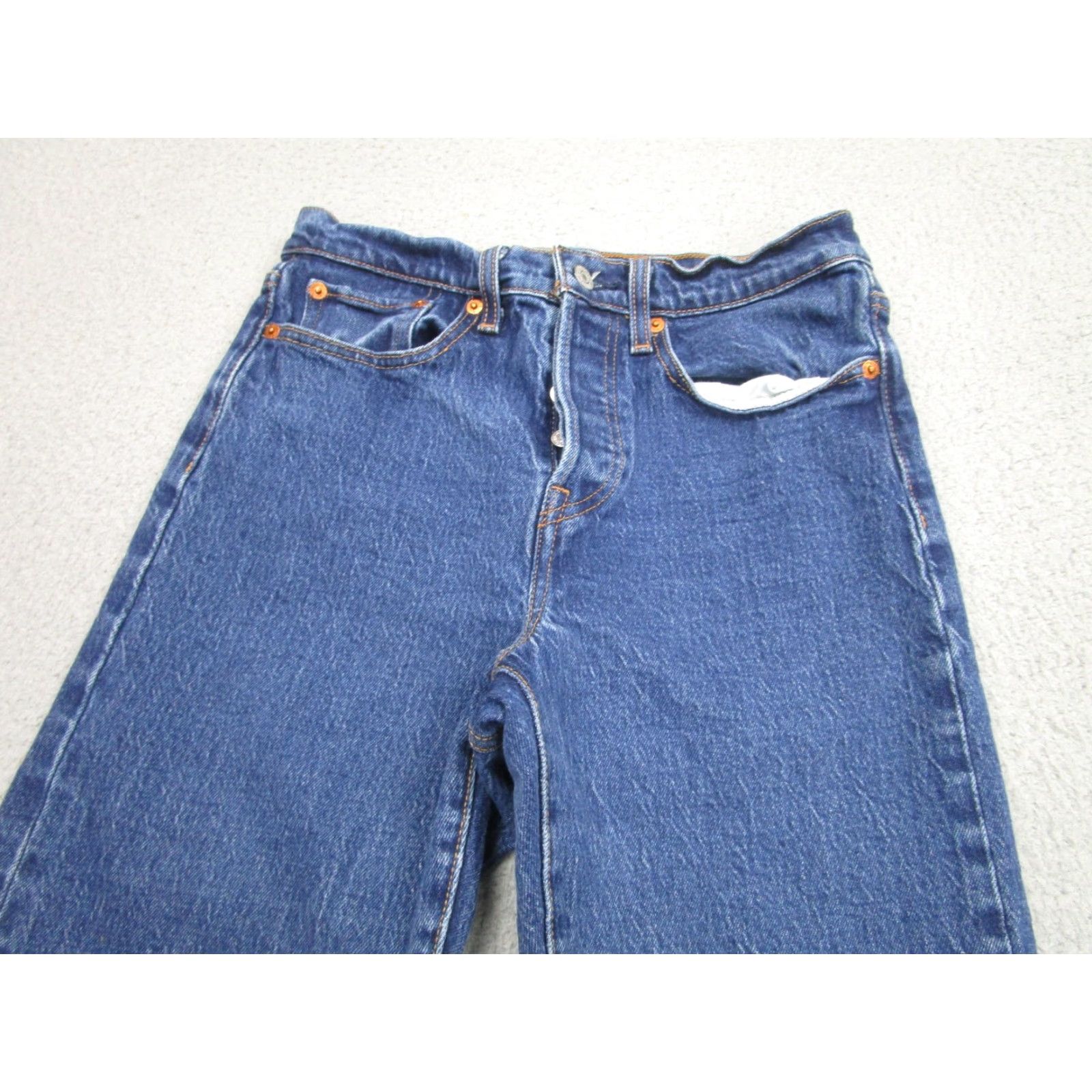 Levi's Levi's Wedgie Straight Jeans Womens 28 Blue High Rise Button Fly Stretch Big E Jeans Women Slim Rise 28 in Medium Blue Denim Size 28" / US 6 / IT 42 - 2 Thumbnail