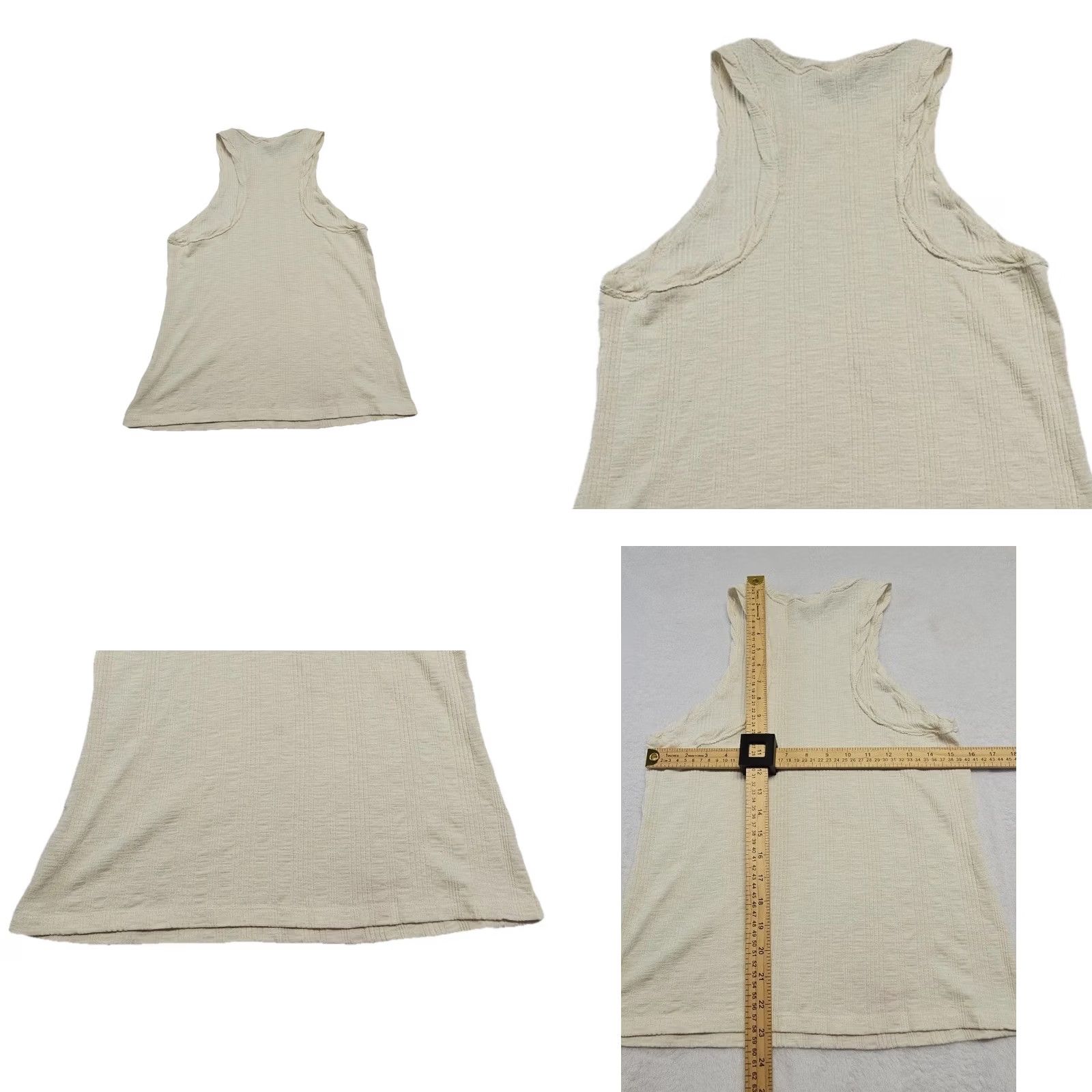 Anthropologie Anthropologie Pilcro Womens Cream Rib Knit Sleeveless Top Cotton Modal Tank Shirt Size L / US 10 / IT 46 - 8 Thumbnail
