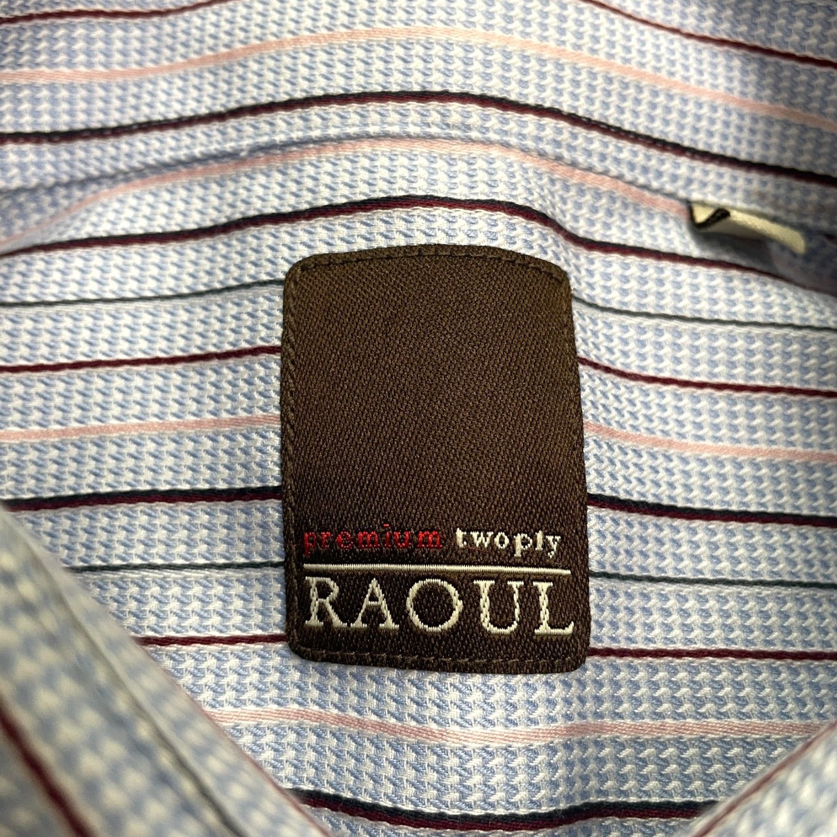 Vintage VINTAGE Raoul Men's Dress Shirt 15/38 Blue Striped Cotton Business Casual Office Workout Size 38R - 6 Thumbnail