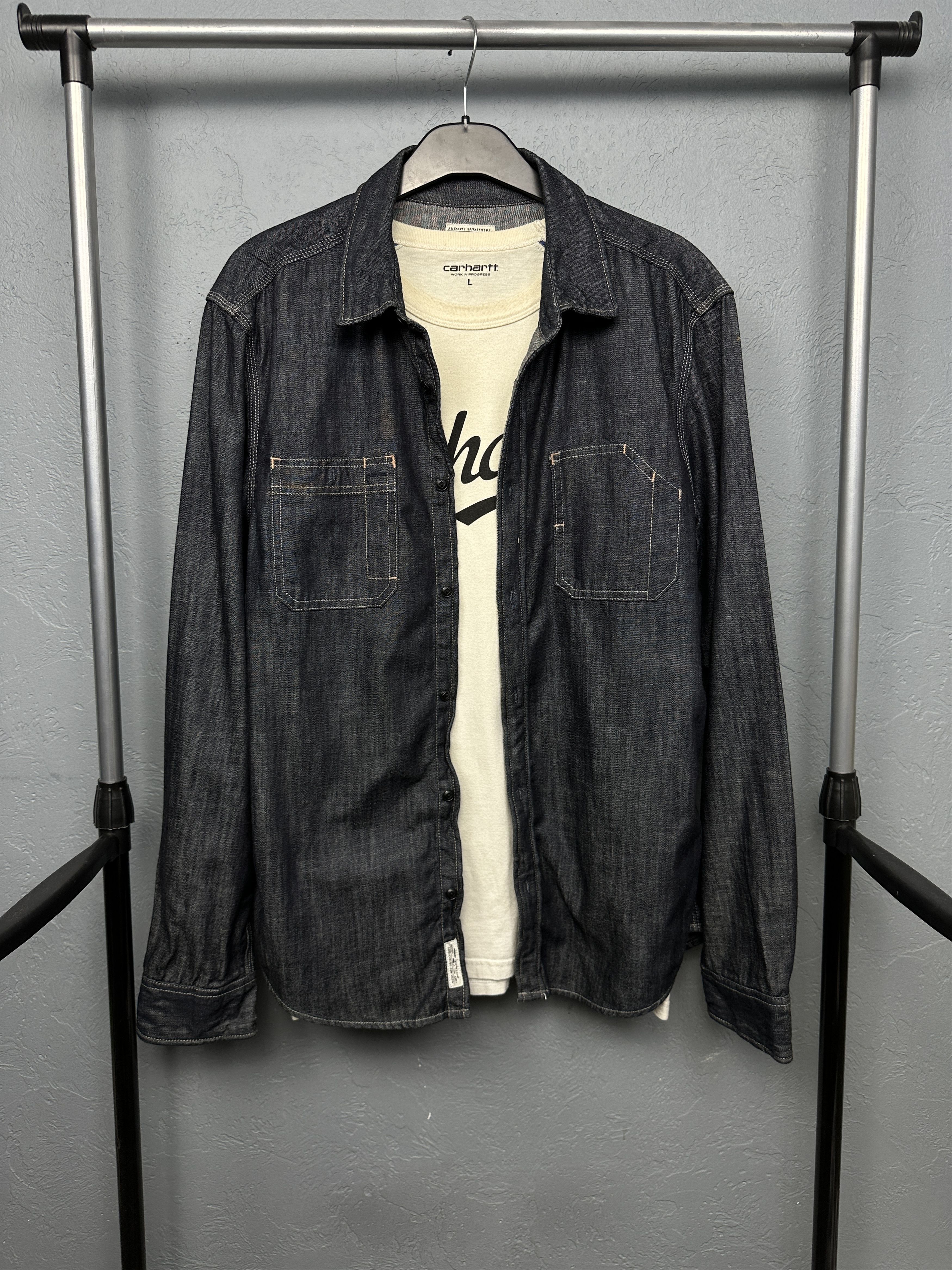 Allsaints Allsaints Mens Haiiro Denim Shirt Size US L / EU 52-54 / 3 - 1 Thumbnail