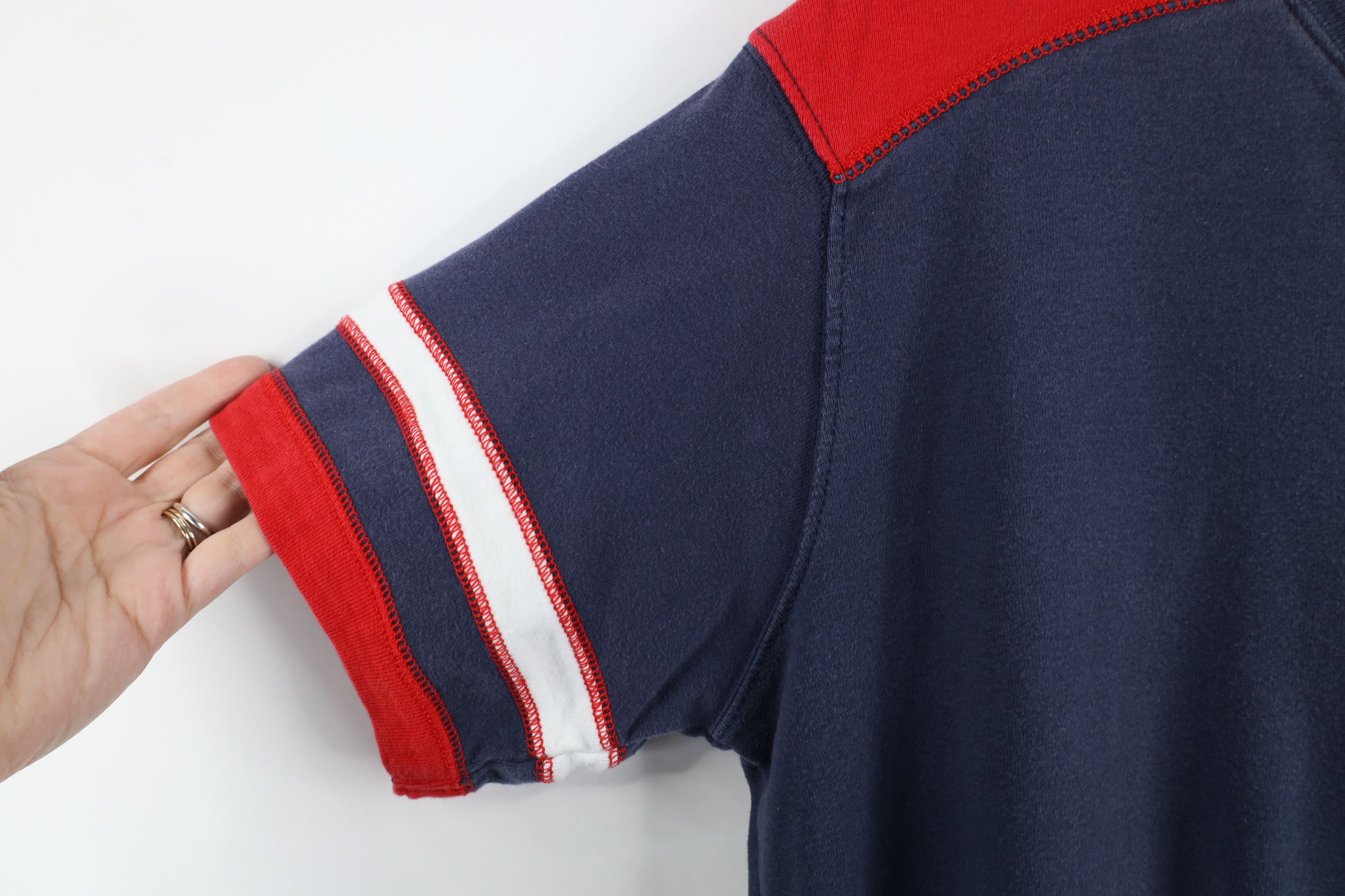 Tommy Hilfiger × Vintage Vintage 90s Tommy Hilfiger Spell Out Striped V-Neck T-Shirt Size US L / EU 52-54 / 3 - 8 Thumbnail