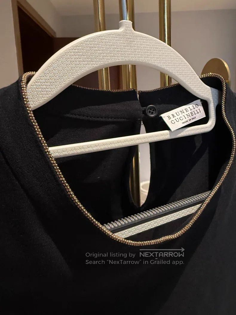 Brunello Cucinelli Brunello Cucinelli Black T-shirt with a zipper design at t Size L / US 10 / IT 46 - 2 Thumbnail