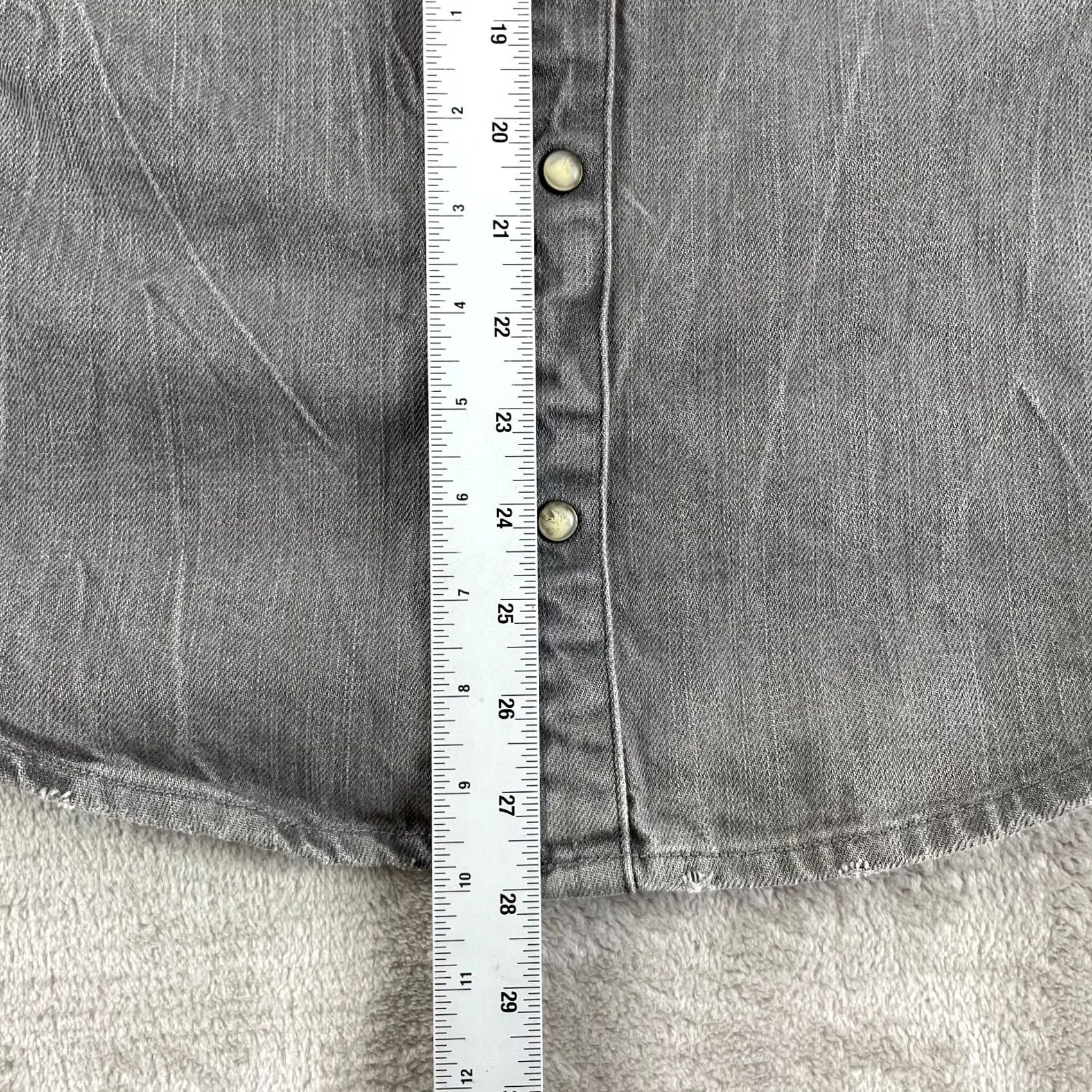 Allsaints AllSaints Fend Shirt Men Medium Grey Heavy Denim Pearl Snap Collar Rock Shirt Size US M / EU 48-50 / 2 - 7 Thumbnail