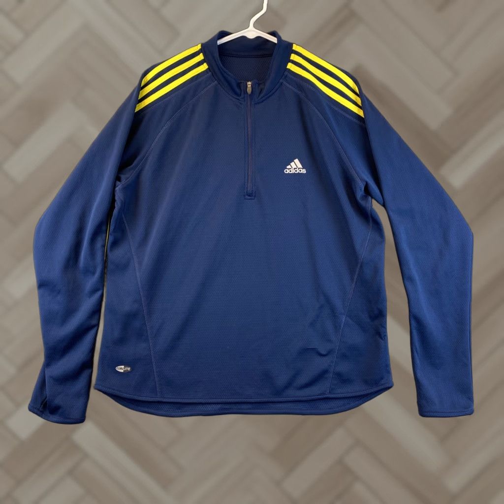 Adidas Adidas Golf Mens Climalite 1/4 Zip Pullover Long Sleeve Blue L Yellow /40-54 Size US L / EU 52-54 / 3 - 1 Thumbnail