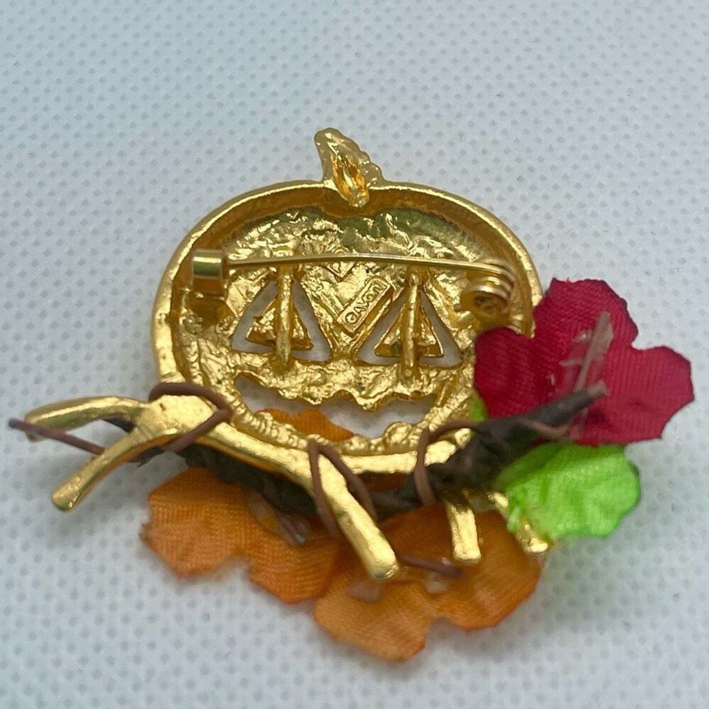 Other Vintage Gold Jack-O-Lantern Fall Crystal Pumpkin Brooch Pin Size ONE SIZE - 3 Thumbnail