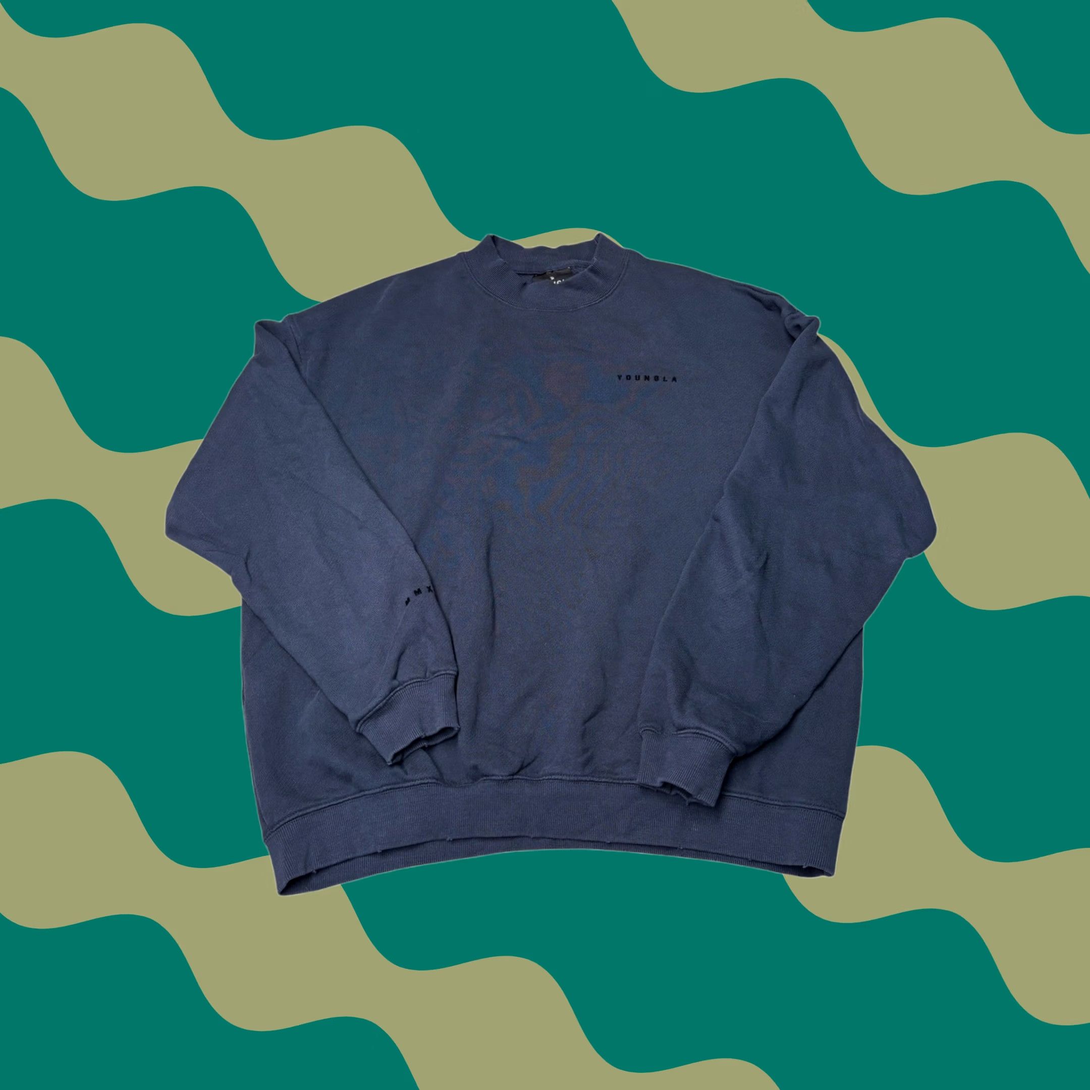 YoungLA VINTAGE YoungLA Sweatshirt Mens L Navy Blue Heavyweight Crewneck Size US L / EU 52-54 / 3 - 1 Thumbnail