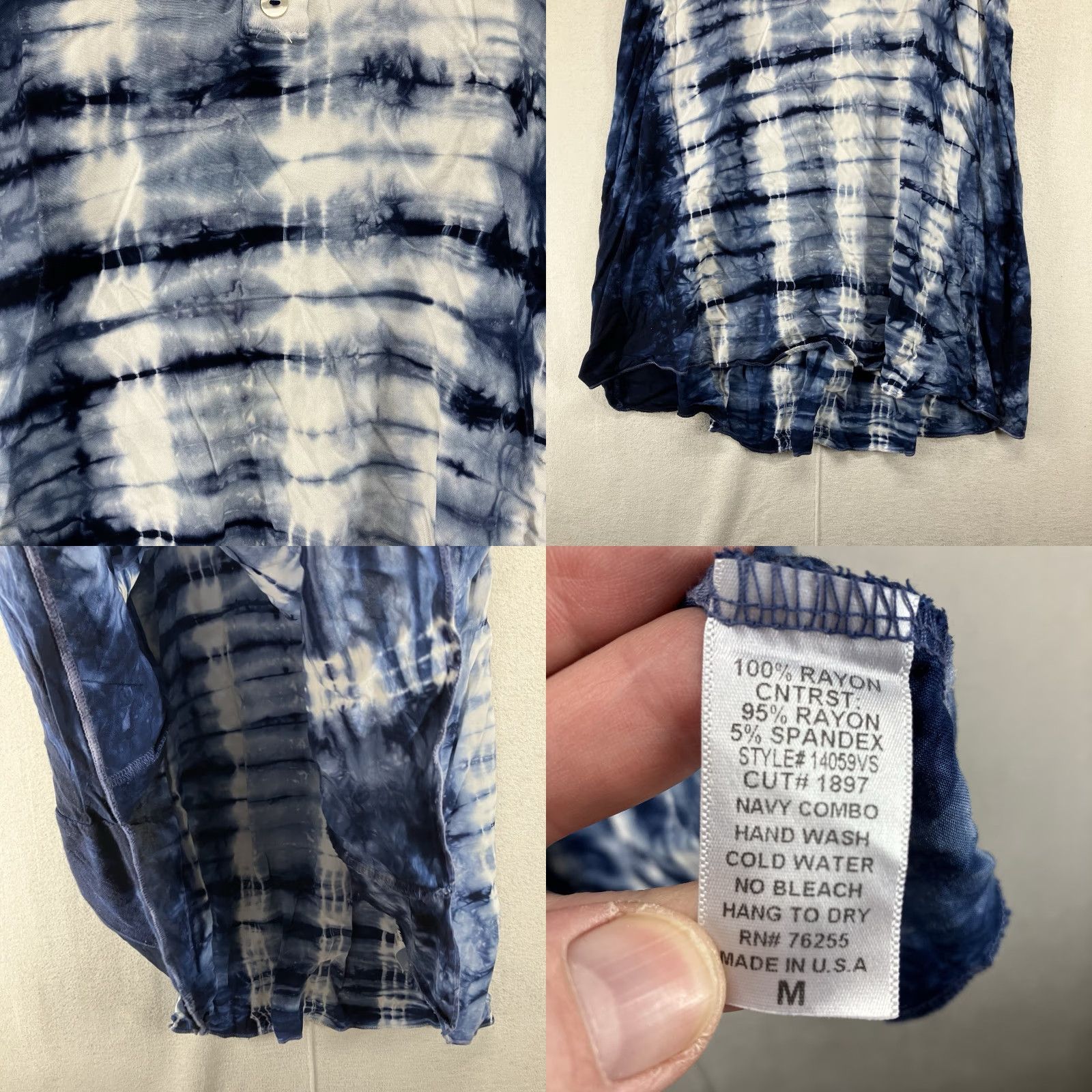 Vintage Women's Tank Top M Rayon Tie Dye Pearl Button USA Made Hippe Hippie 90s Festival Sleeveless Racerback Scoop Neck Casual Summer Shirt Size M / US 6-8 / IT 42-44 - 8 Thumbnail
