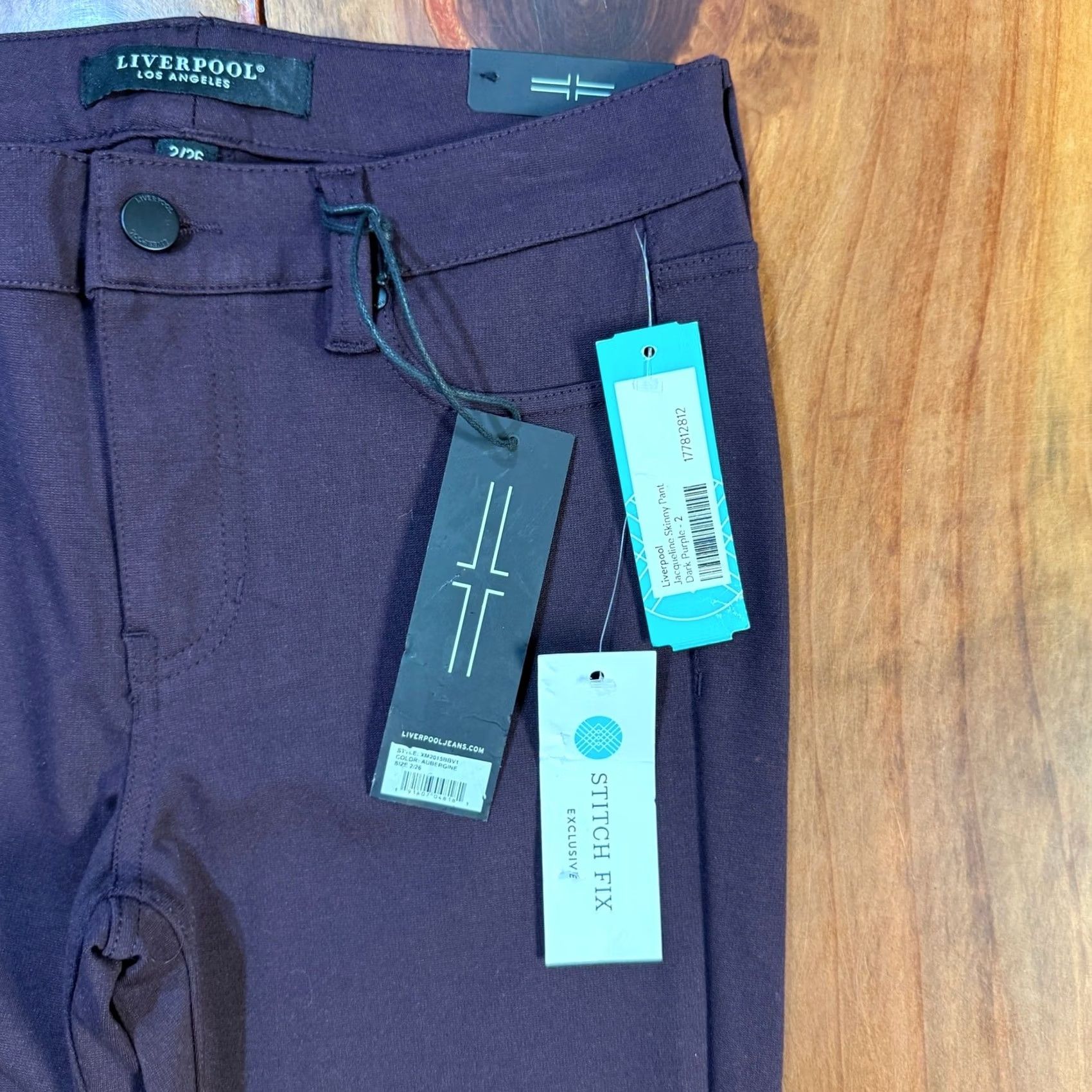 Vintage Liverpool Skinny Purple Knit Stretch Slim Fit Pants for Women 2 - Womens Size 28" / US 6 / IT 42 - 4 Thumbnail