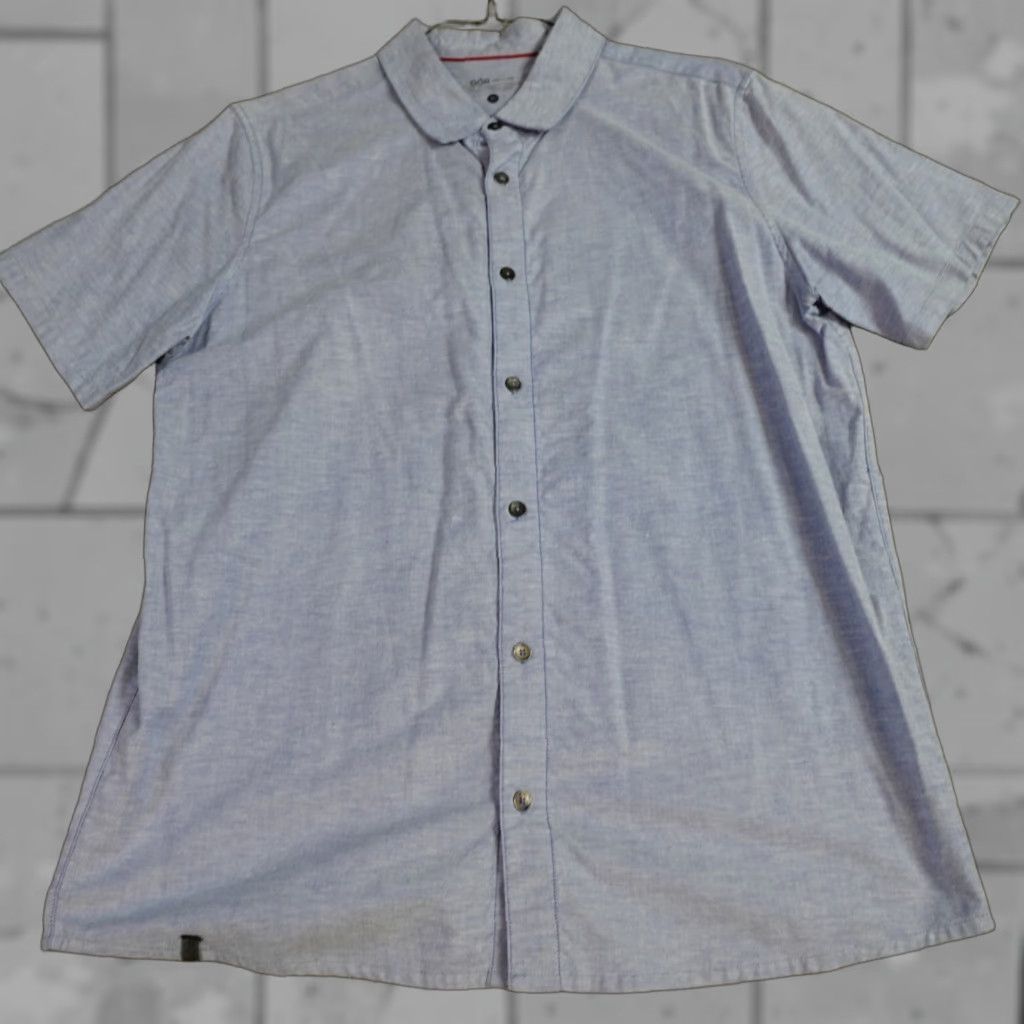 Vintage QOR Shirt XL Blue Chambray Short Sleeve Button-Front Cotton Blend Mens Size US XL / EU 56 / 4 - 1 Thumbnail