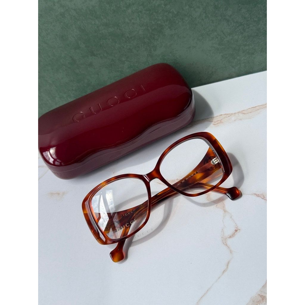 Gucci NEW Gucci GG1226O Butterfly Eyeglasses Frames Havana Brown Size ONE SIZE - 2 Thumbnail