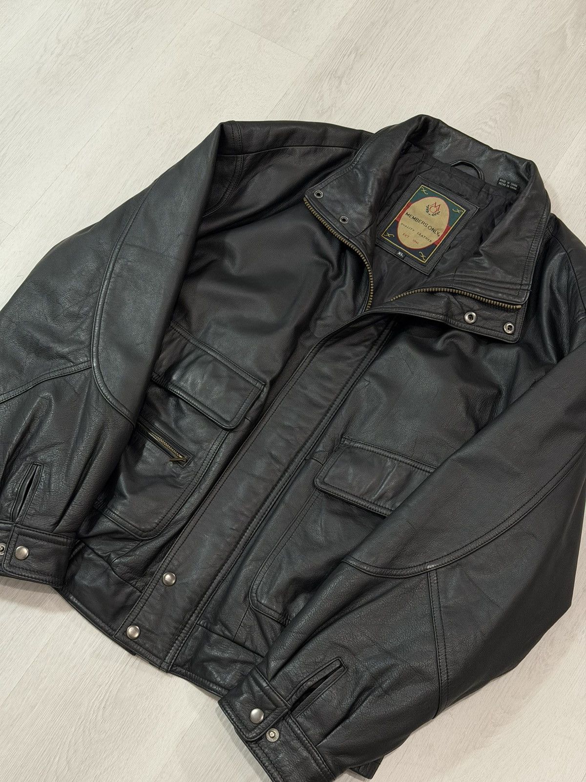 Members Only Vintage 80s Members Only Leather Bomber Jacket Black Size XL Size US XL / EU 56 / 4 - 3 Thumbnail