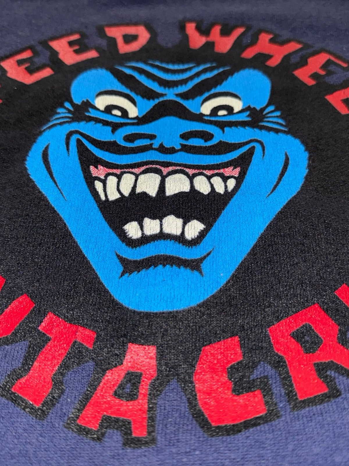 Santa Cruz Skateboards Vintage 90s Santa Cruz Speed Wheels Blue Demon Crewneck Size US XL / EU 56 / 4 - 11 Thumbnail