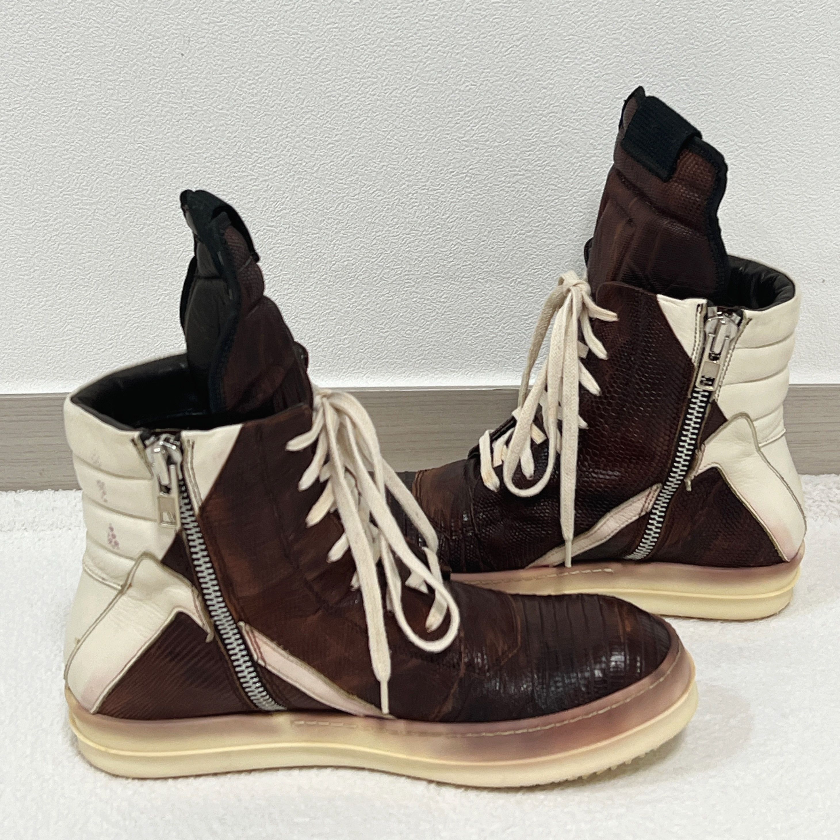 Rick Owens Rick Owens FW14 GEOBASKET IGUANA BLOOD MILK WB Size US 7 / EU 40 - 5 Thumbnail