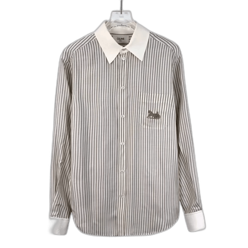 Celine Celine Striped Silk Long Sleeve ButtonUp Shirt Size US XS / EU 42 / 0 - 1 Thumbnail