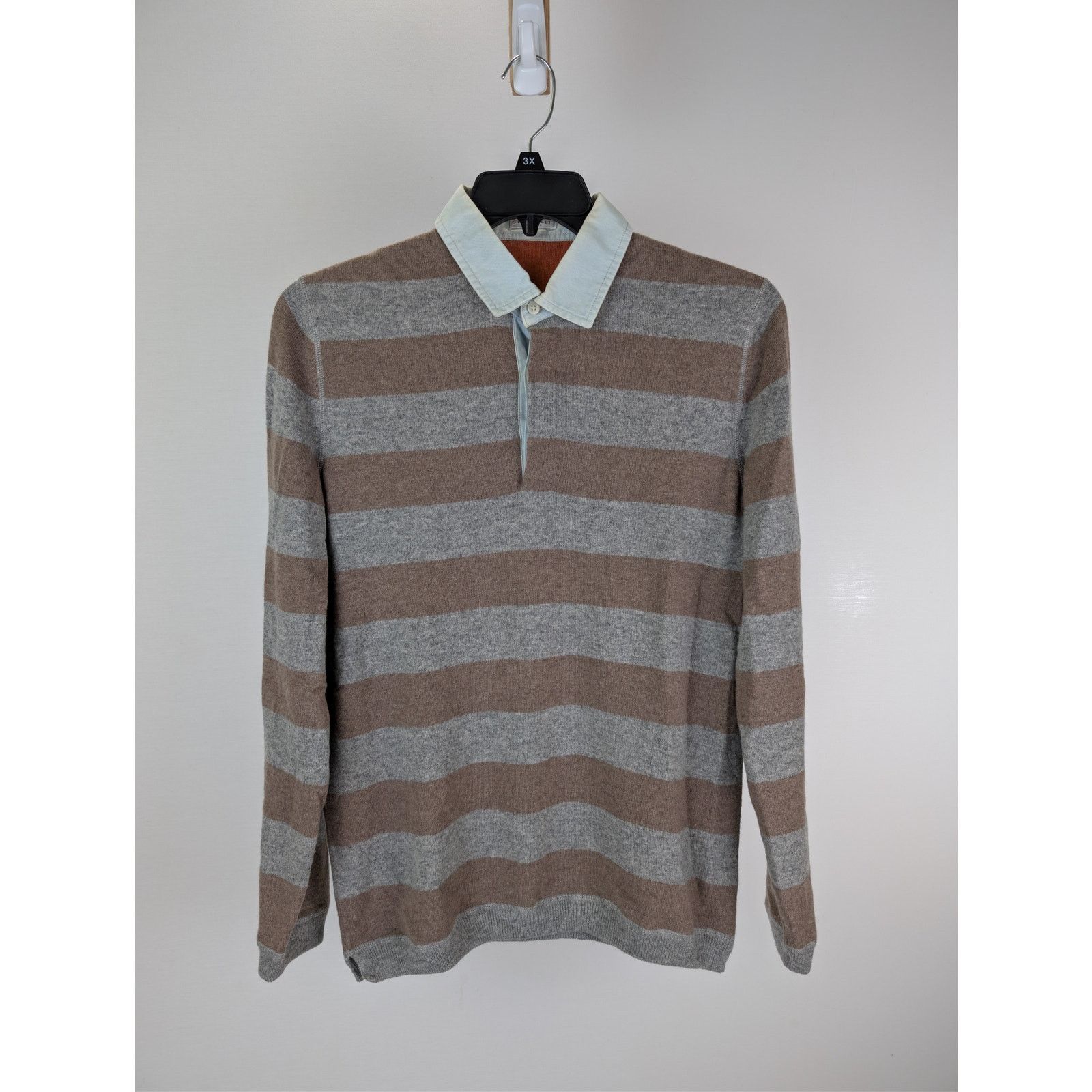 Brunello Cucinelli o1rshd1 CC20 Long Sleeve Striped Polo Shirt in Multicolor Size US M / EU 48-50 / 2 - 8 Thumbnail