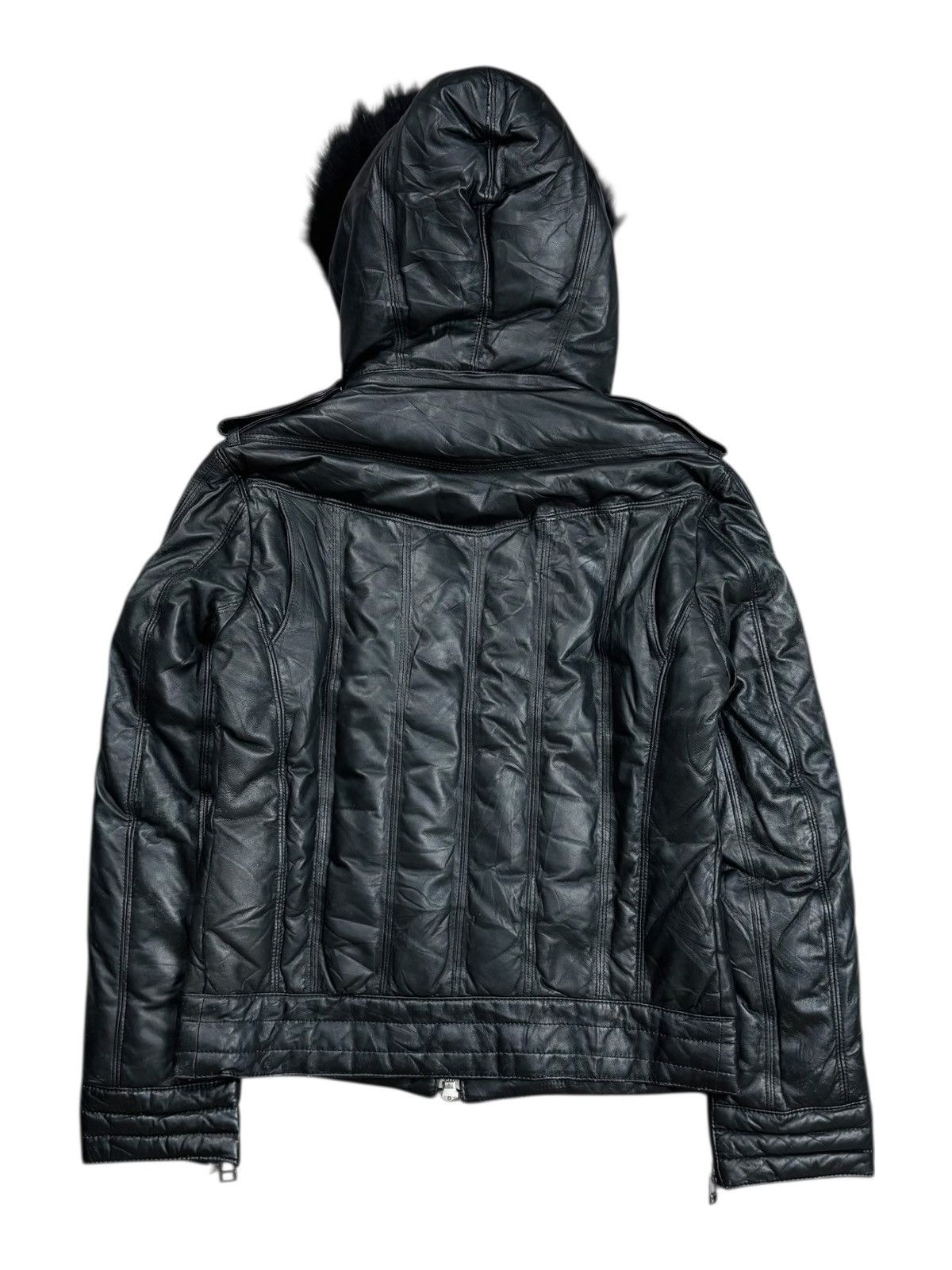 Yasuyuki Ishii 2000s Maniac Works - Fur Hoodie Leather Rider Jacket Size US M / EU 48-50 / 2 - 6 Thumbnail