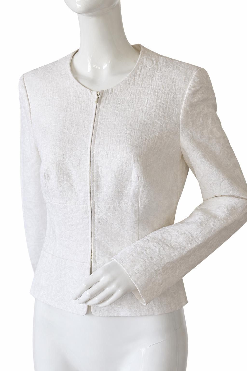 Giorgio Armani Giorgio Armani Vintage White Textured Peplum Blazer Size M / US 6-8 / IT 42-44 - 1 Thumbnail