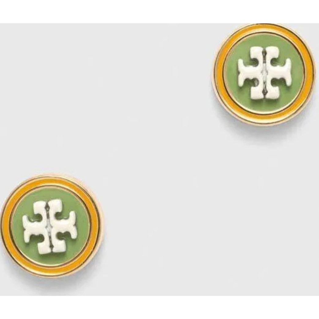 Tory Burch TORY BURCH Kira Green and White Enamel Stud Earrings Size ONE SIZE - 3 Thumbnail