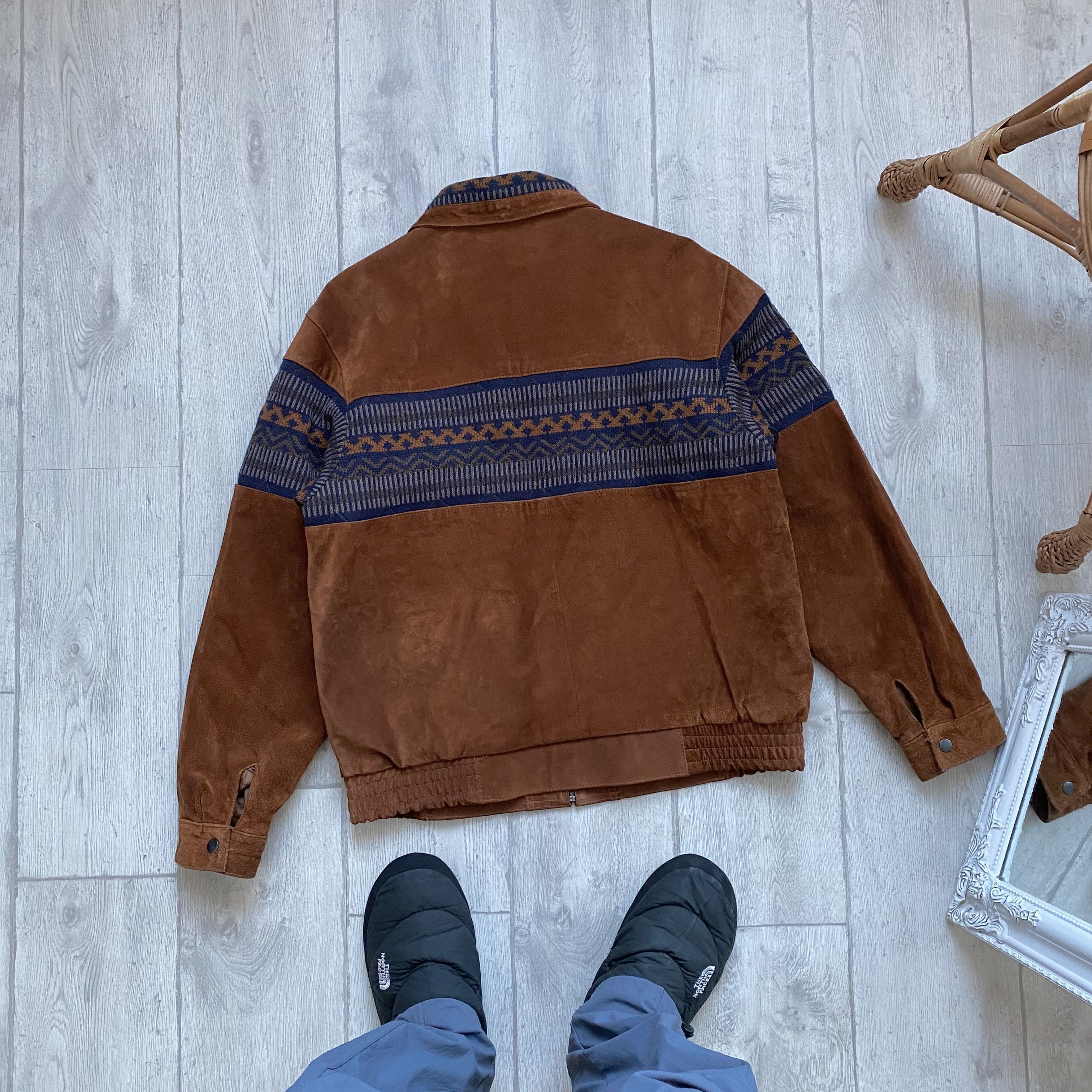 Genuine Leather 🔥 Rare Vintage 80s Suede Knit Leather Bomber Jacket Size US M / EU 48-50 / 2 - 10 Thumbnail