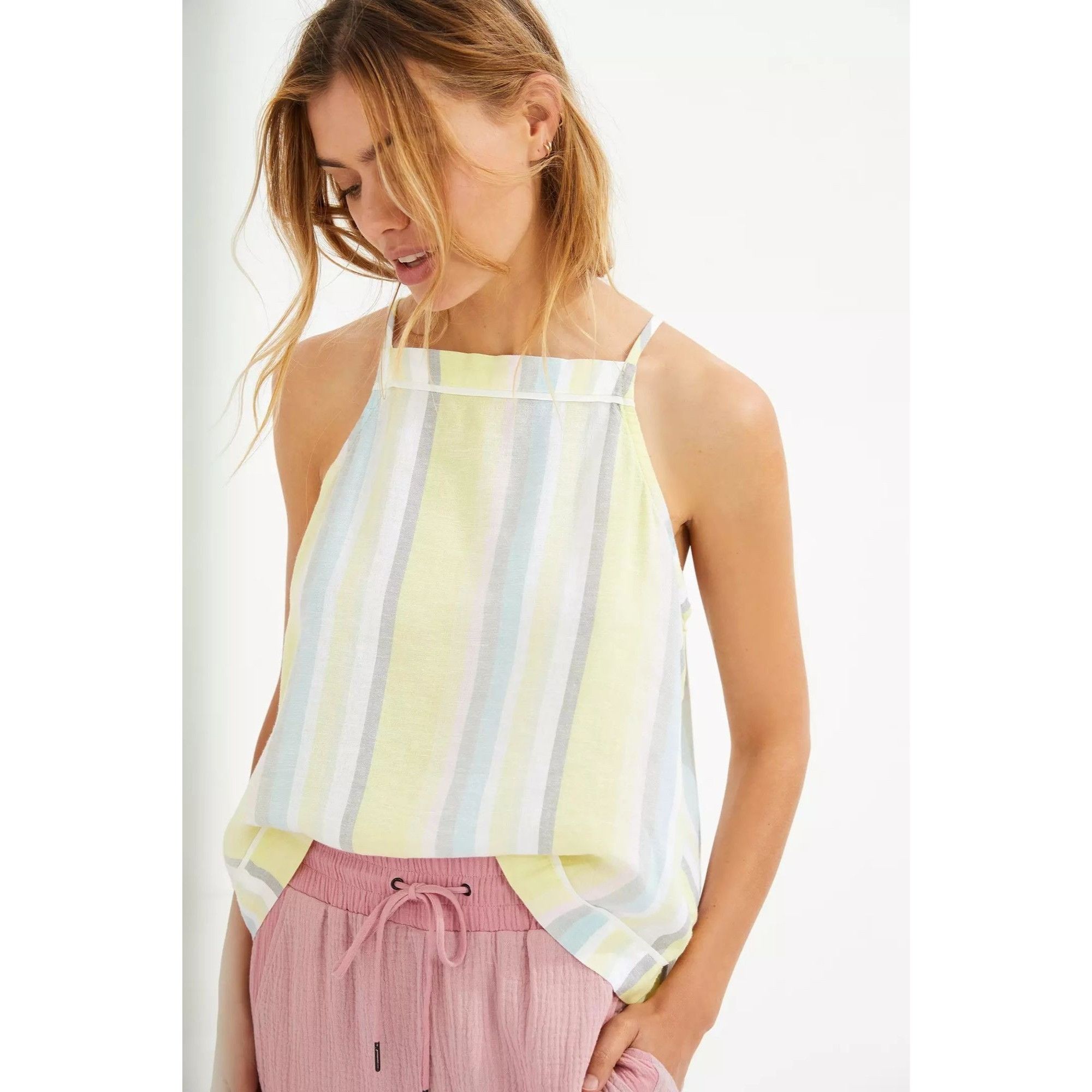 Other Cloth & Stone Striped Button Back Tank Top Size XS / US 0-2 / IT 36-38 - 1 Thumbnail