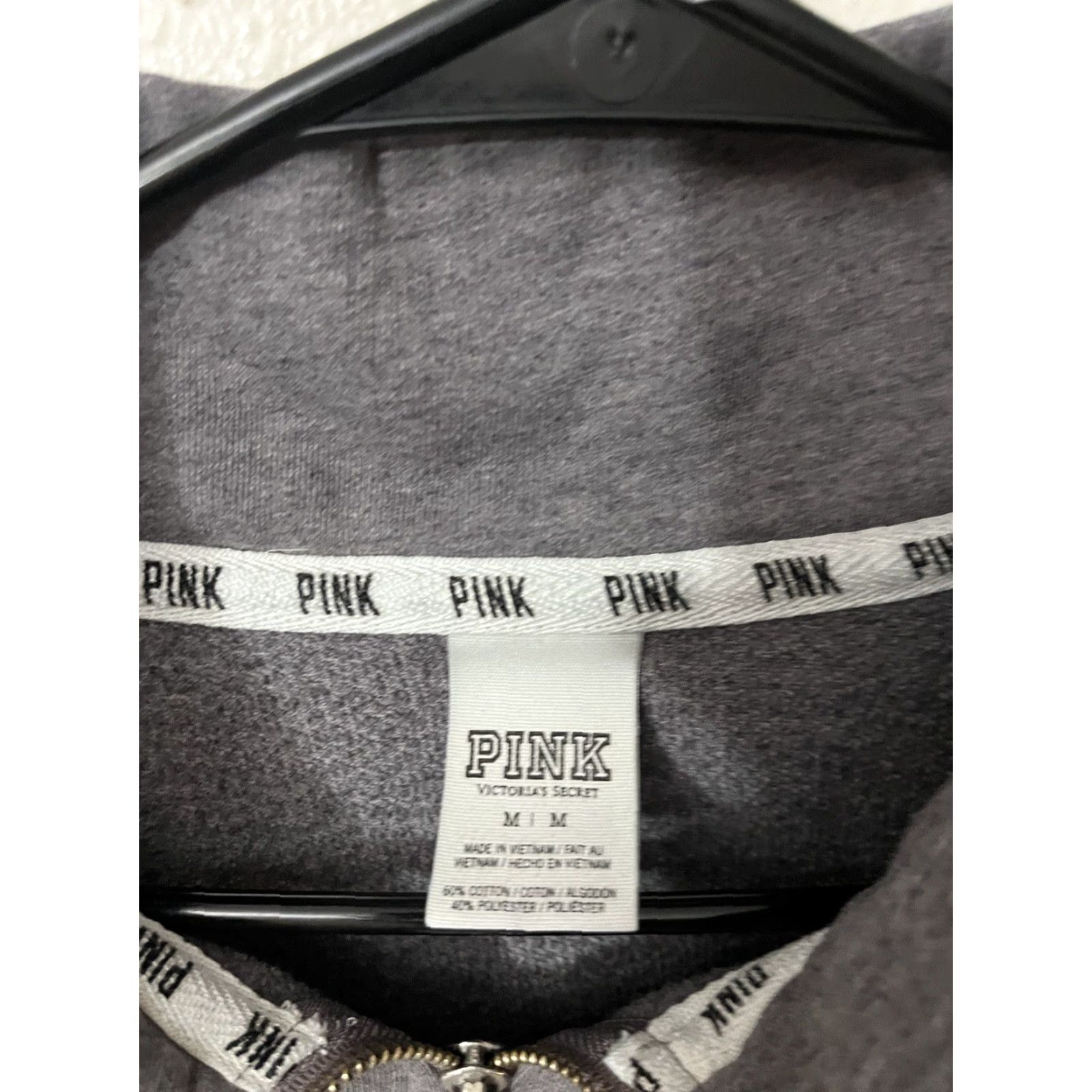 Pinko PINK Sweatshirt Women Medium Logo 1/4 Zip Fleece Gray Victoria's Secret PINK Pullover Mock Neck Long Sleeve Regular Size M Size M / US 6-8 / IT 42-44 - 3 Thumbnail