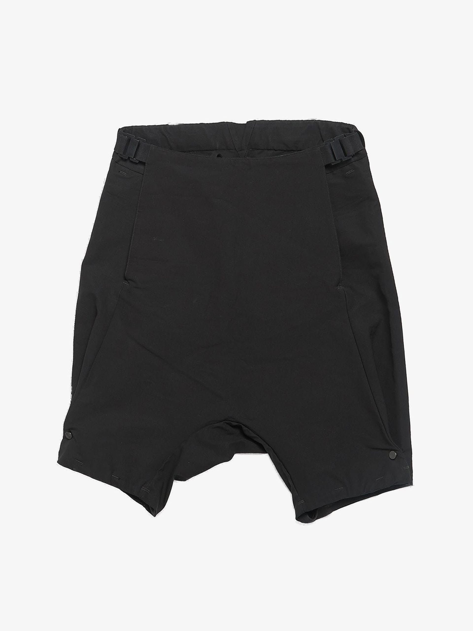 P1 F1401L Black Double Layered Cotton Blend Shorts