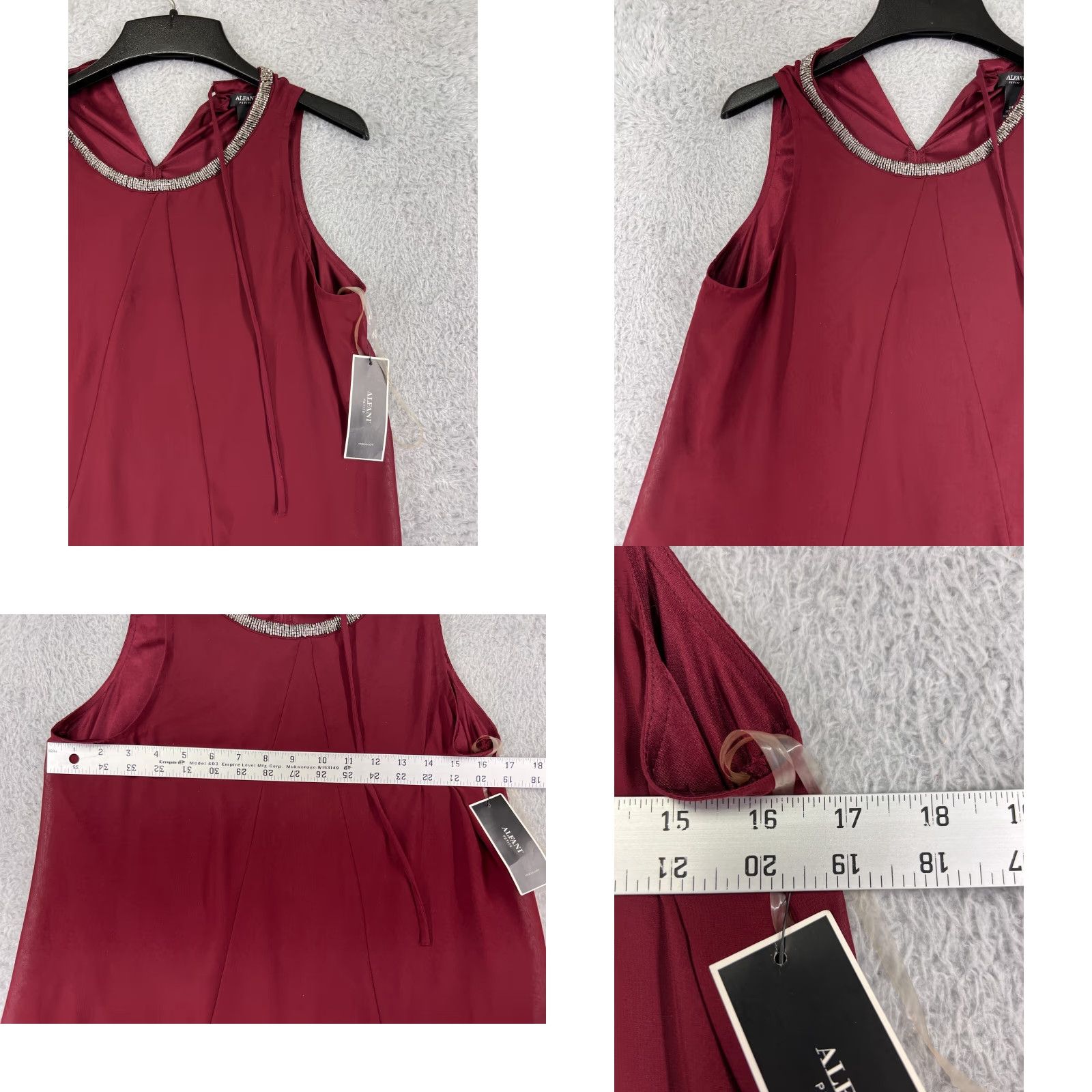 Alfani Alfani Shirt Womens Medium Burgundy Petite Beaded 100% Polyester Sleeveless Shirt Beaded Polyester Alfani Petite Burgundy Sleeveless Womens Medium Size M / US 6-8 / IT 42-44 - 8 Thumbnail