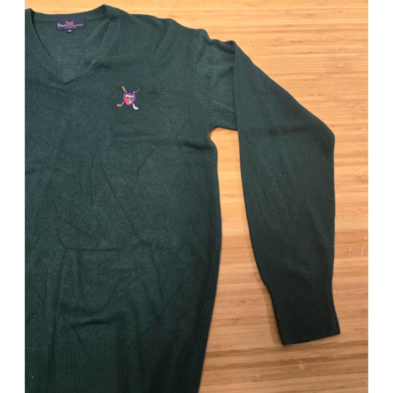 Polo Ralph Lauren Polo Ralph Lauren Sweater Mens XL Green Cashmere V-Neck Golf Crest Pullover Knit Size US XL / EU 56 / 4 - 2 Thumbnail