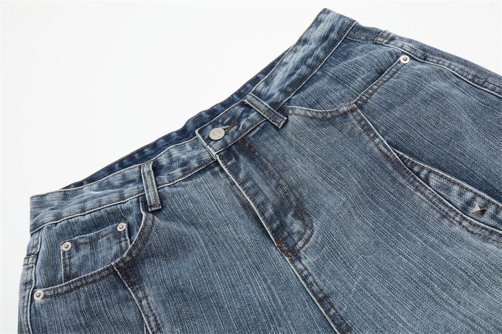 Japanese Brand × Jean Men's loose street washed straight rivet denim shorts Size US 32 / EU 48 - 4 Thumbnail