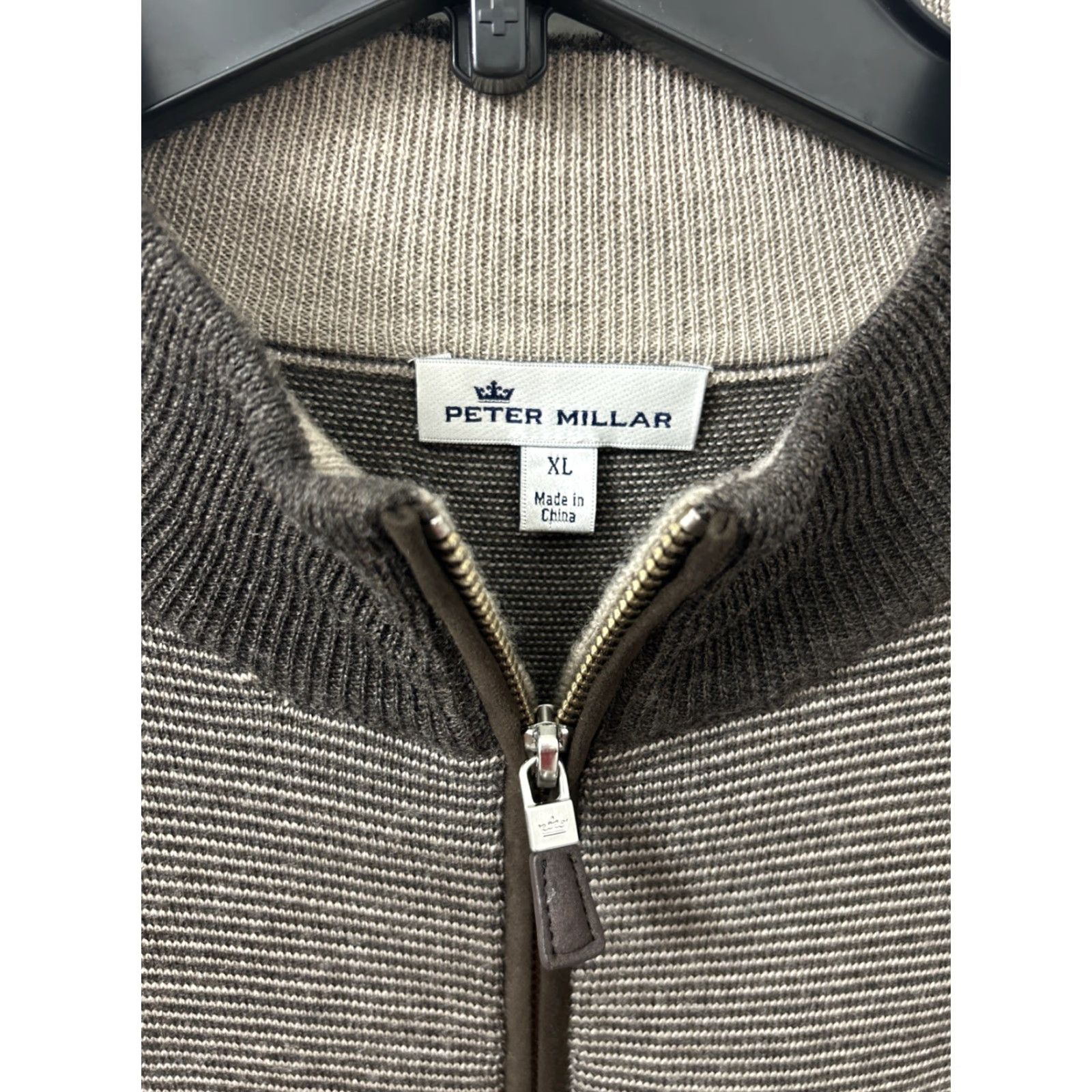 Peter Millar Peter Millar Sweater Mens XL Brown Striped 1/4 Zip Wool Mock Neck Pullover Size US XL / EU 56 / 4 - 6 Thumbnail