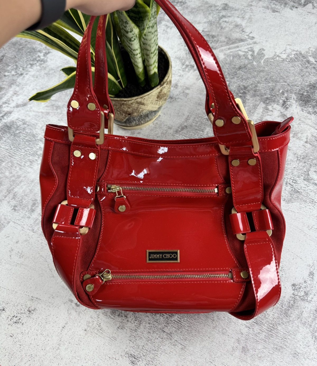 Jimmy Choo Jimmy Choo Maddy Cobalt Red 2003 Luxury Crossbody Italian Leather Bucket Bag Size ONE SIZE - 7 Thumbnail