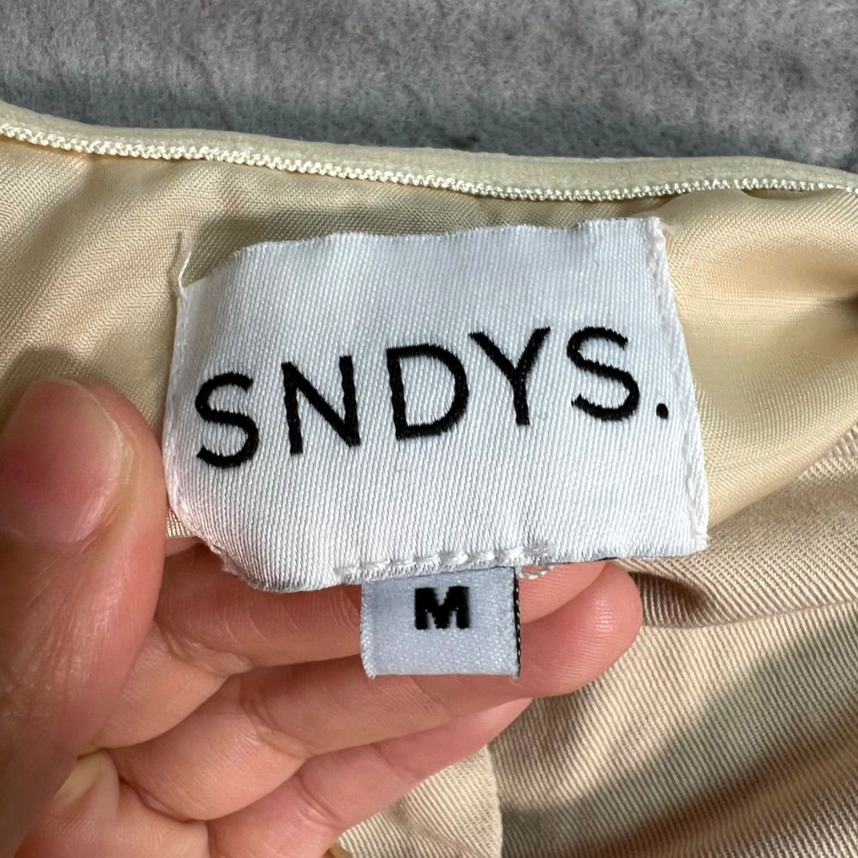 Vintage SNDYS Womens Strapless Beige Blouse Medium Solid Button-Up Size M / US 6-8 / IT 42-44 - 3 Thumbnail