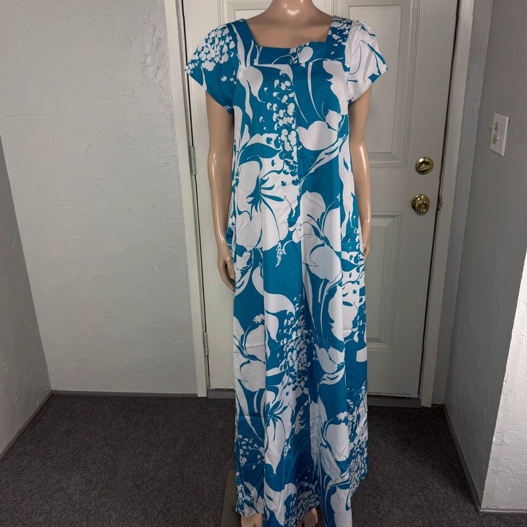Vintage VINTAGE Waltah Clarke Dress Maxi Bohemian Women's 70s Polyester Blue 12 XS/S Size XS / US 0-2 / IT 36-38 - 2 Thumbnail