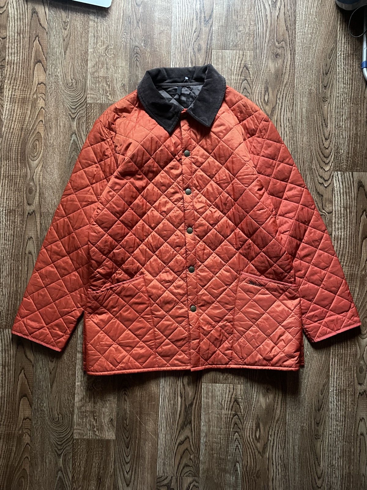 Vintage Barbour Quilted Jacket Liddesdale Orange 90s