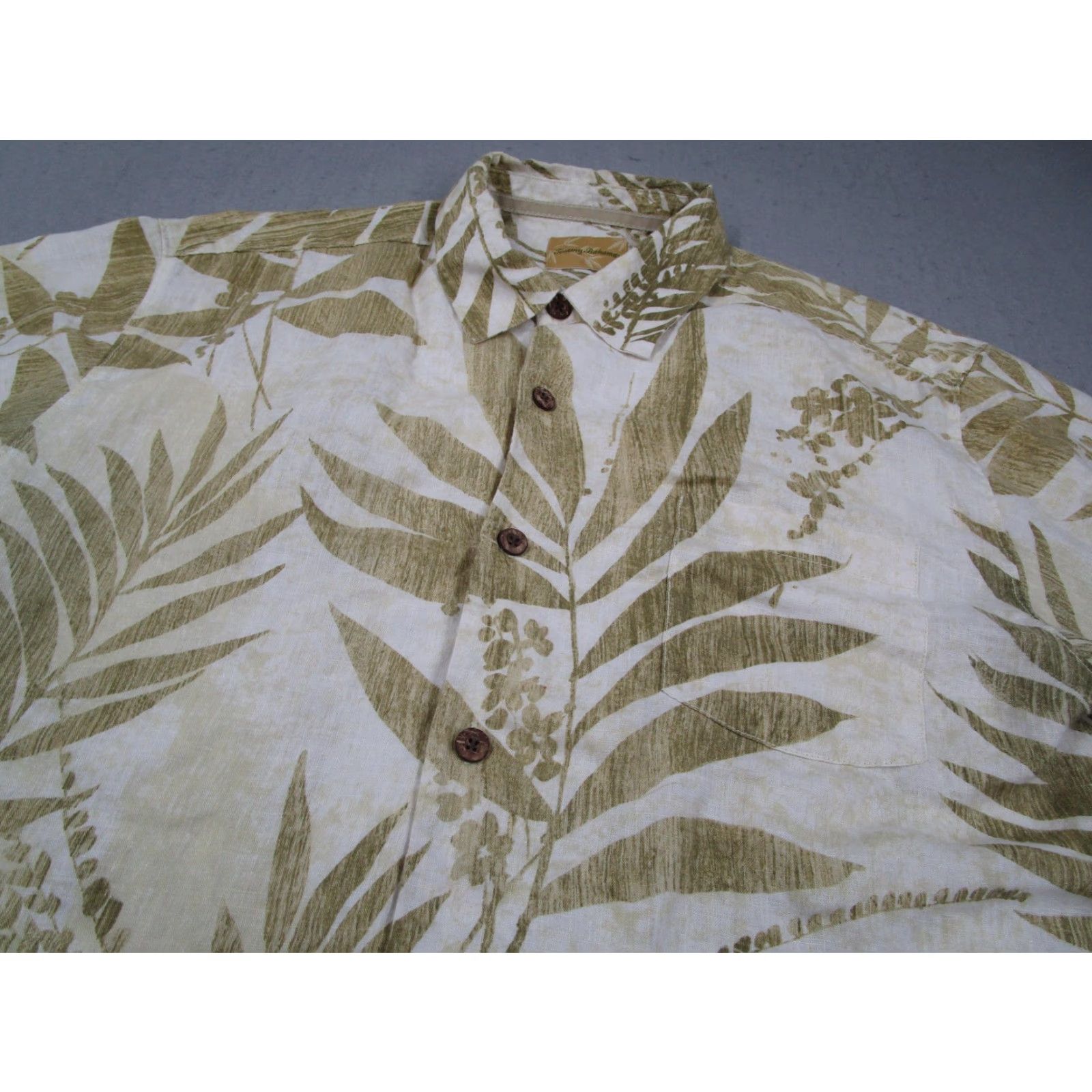Tommy Bahama Tommy Bahama Shirt Mens Large Linen Hawaiian Camp White Green Leaf Button Up Short Sleeve Size US L / EU 52-54 / 3 - 2 Thumbnail