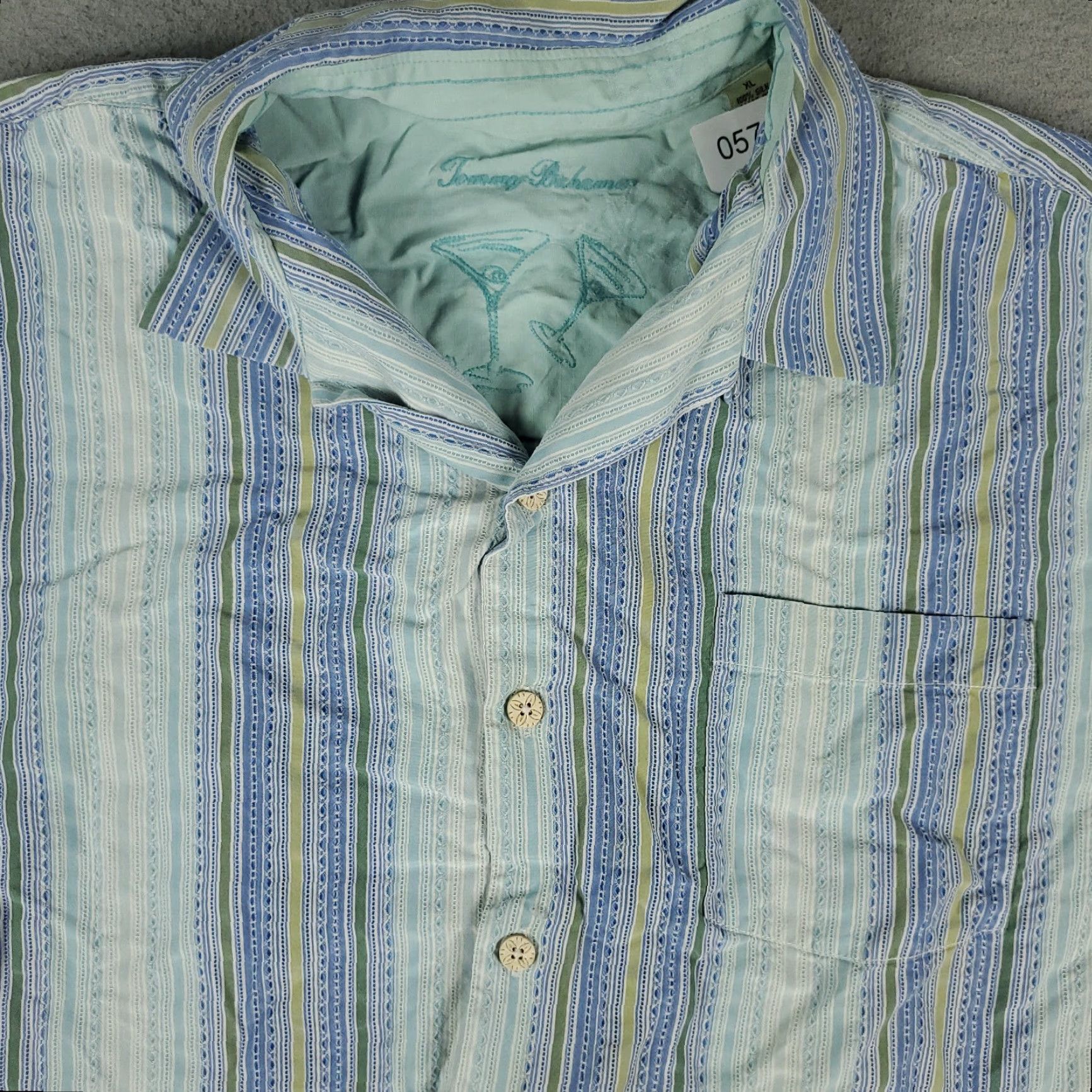 Tommy Bahama Tommy Bahama Shirt Mens XL Blue Striped Silk Hawaiian Button Up Short Sleeve Beach Modern Classic Size US XL / EU 56 / 4 - 2 Thumbnail