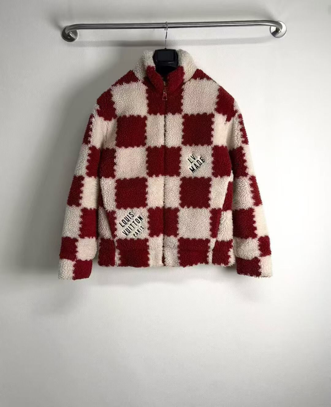 Louis Vuitton Louis Vuitton Red Checkered Fleece Jacket Size US M / EU 48-50 / 2 - 1 Thumbnail