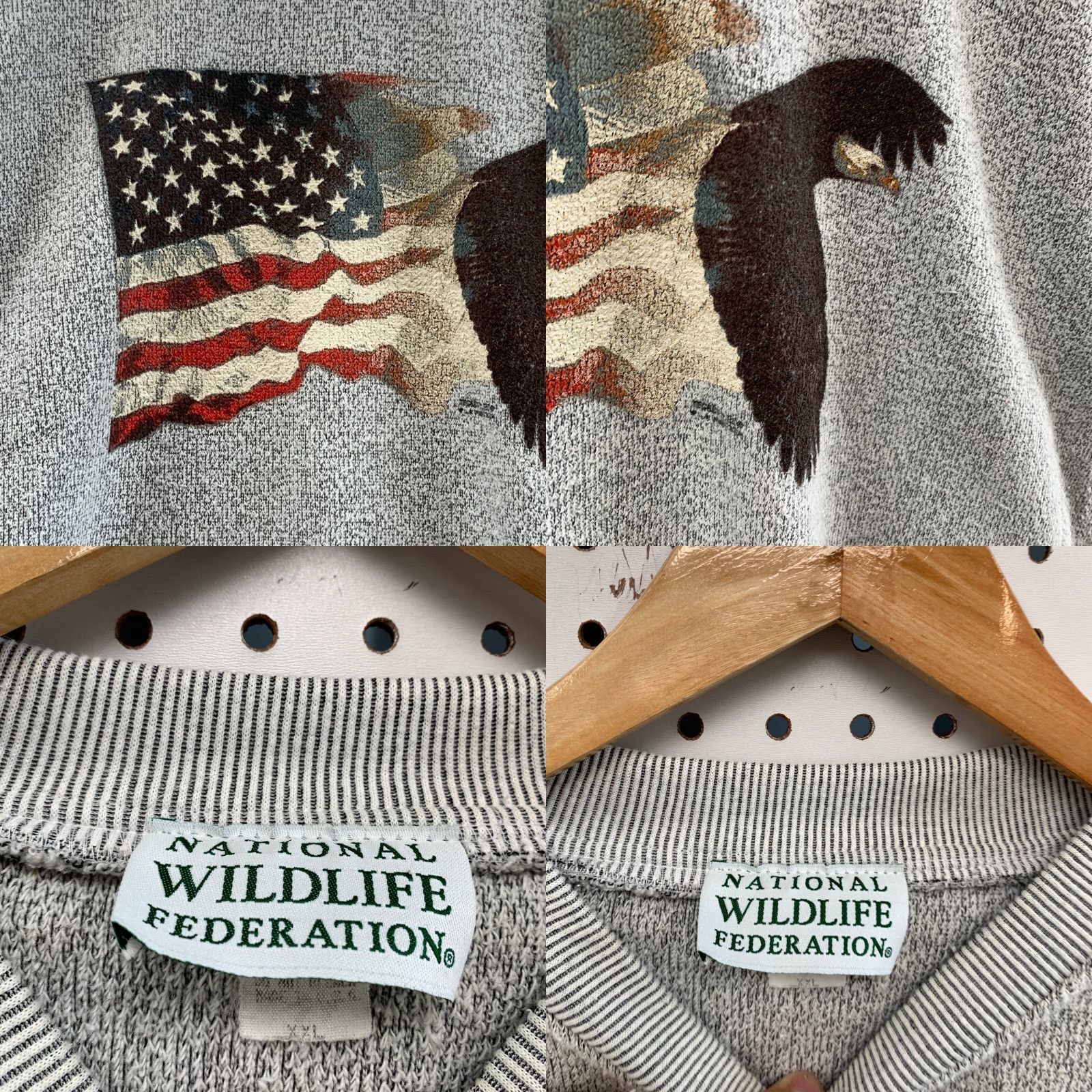 Vintage VINTAGE National Wildlife Gray 2XL Crew Neck Sweatshirt Mens Eagle USA FLAG Sweatshirt 28x31.5 Size US XXL / EU 58 / 5 - 8 Thumbnail