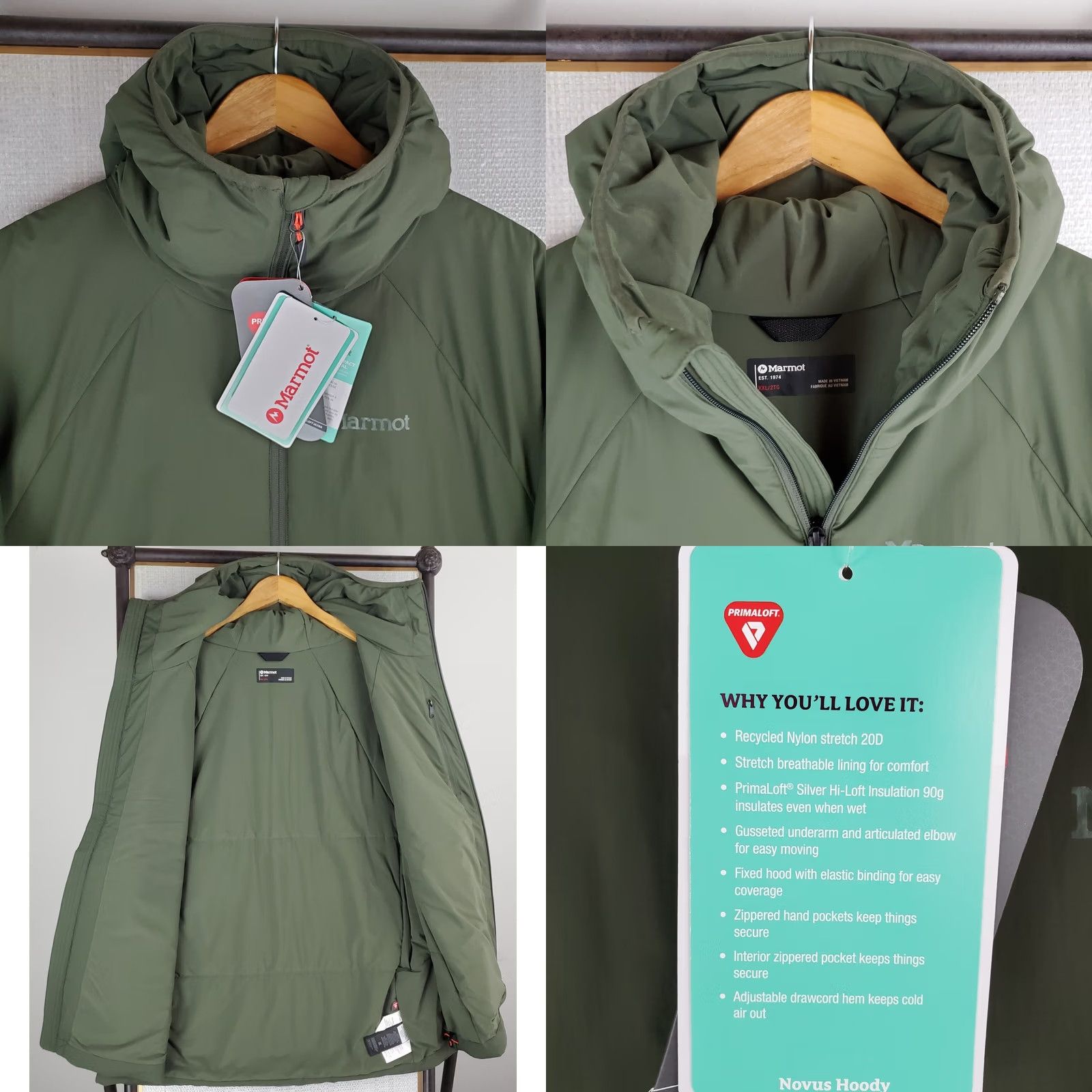 Marmot Marmot Jacket 2XL Hooded Primaloft Silver Insulated Full Zip Nylon Winter Ski Coat Mens Green Od Green Nori Oliv Drab Size US XXL / EU 58 / 5 - 10 Thumbnail