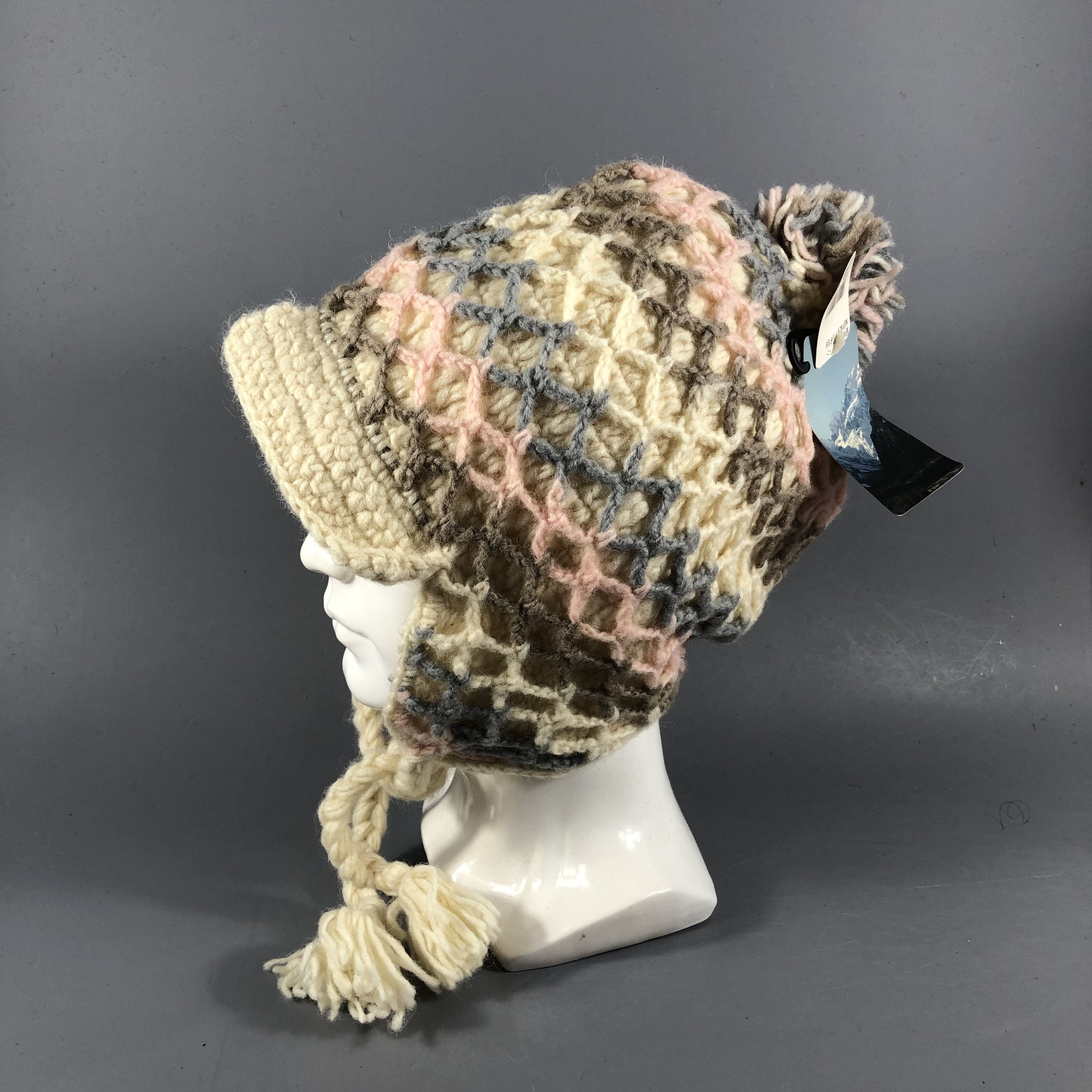Vintage Unknown Fishnet Visor Knit Beanie Snowcap Snow Hat B1051 Size ONE SIZE - 2 Thumbnail