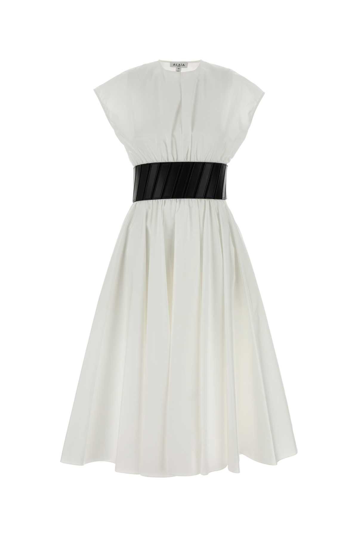 Alaia White Poplin Dress Size S / US 4 / IT 40 - 1 Thumbnail