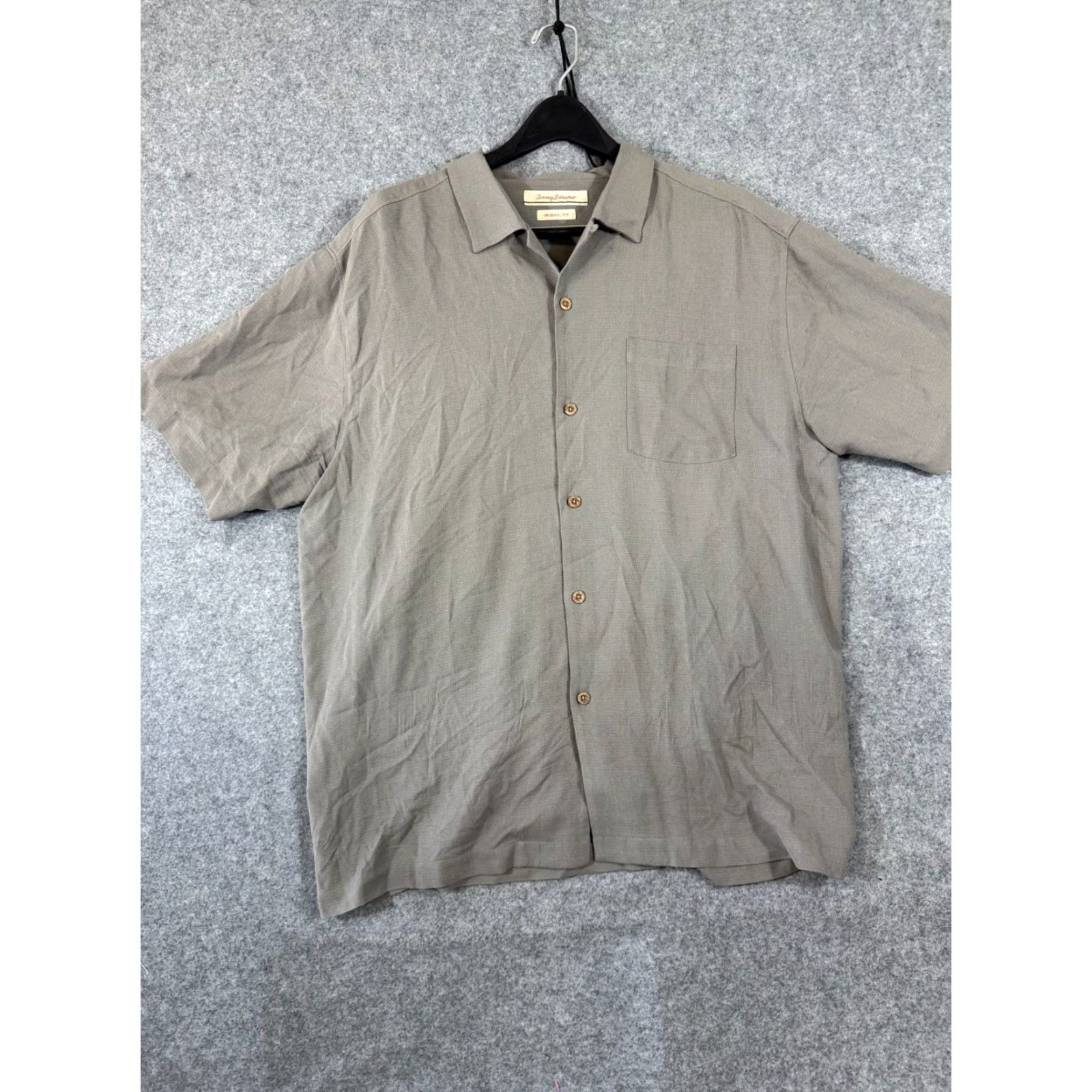 Tommy Bahama Tommy Bahama Cabana Shirt Mens XL Gray Silk Short Sleeve Button-Up Original Fit Pocket Size US XL / EU 56 / 4 - 3 Thumbnail