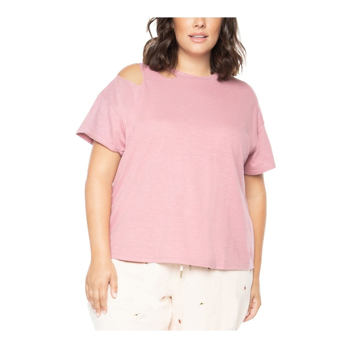 Other Black Tape Trendy Plus Size Cutout T-Shirt Antique Pink, Sz. Size ONE SIZE - 2 Thumbnail