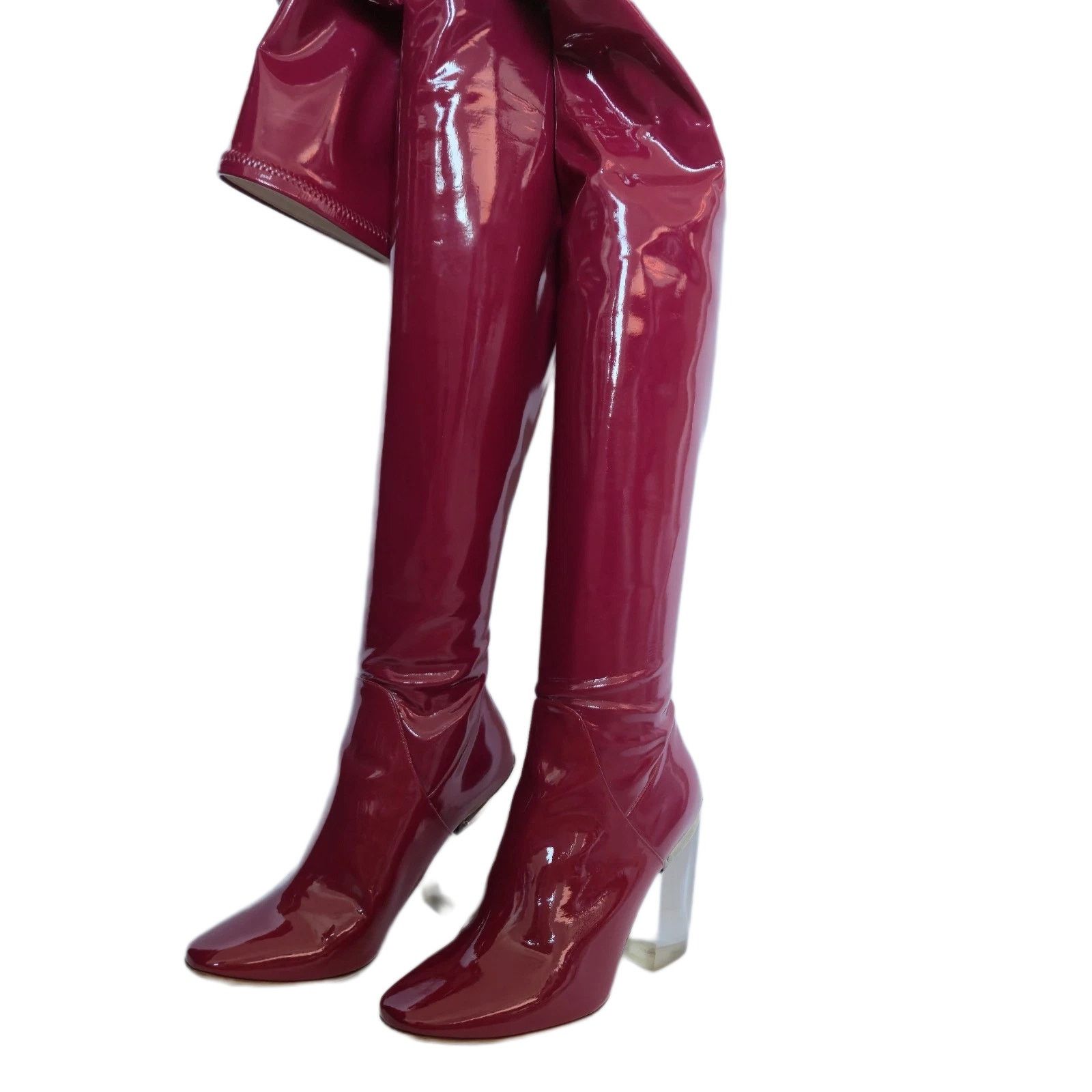 Christian Dior Monsieur Christian Dior Magenta Vinyl Thigh-High Heeled Boots EU 35.5 Size US 5.5 / IT 35.5 - 1 Thumbnail