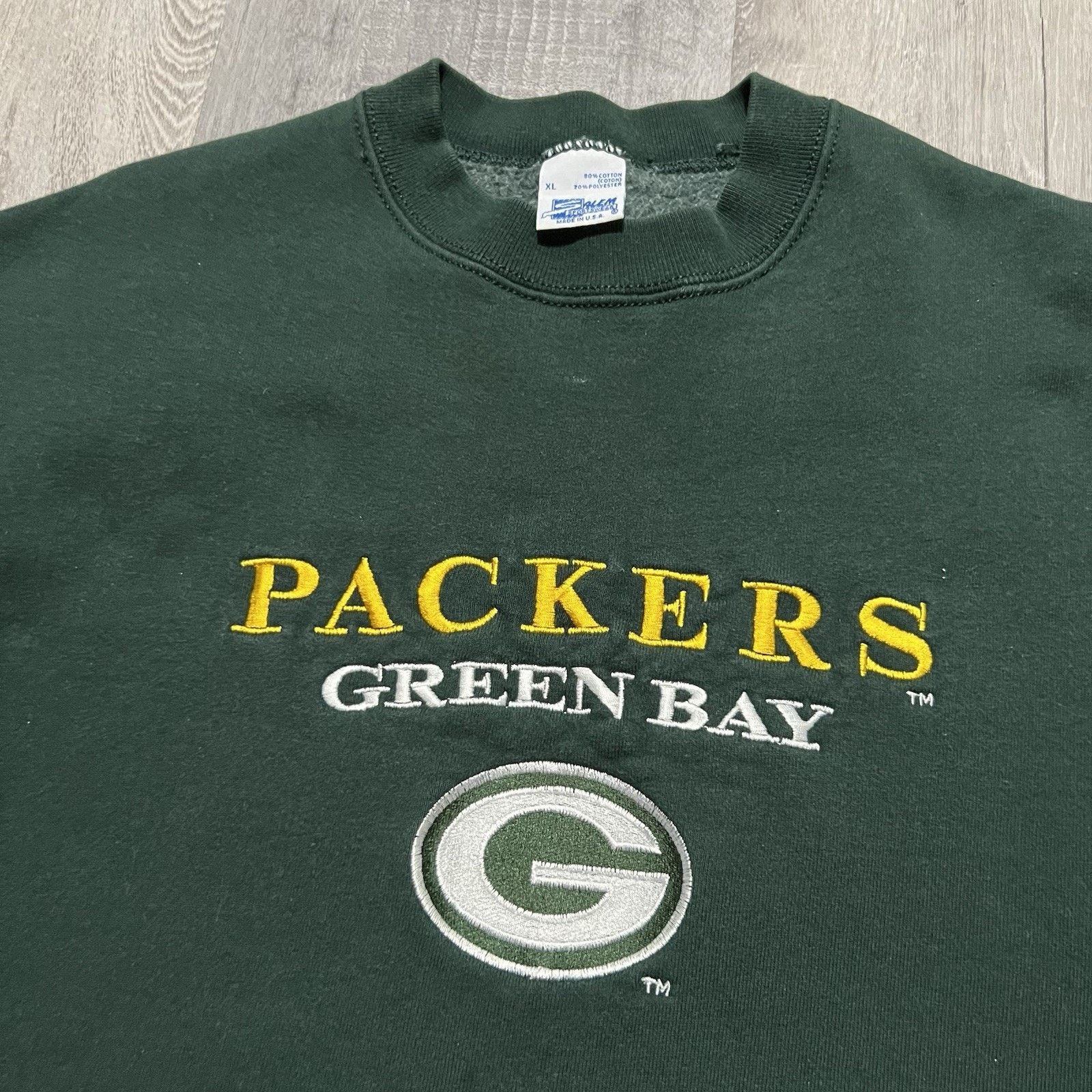 Salem Sportswear VTG Green Bay Packers Salem Sweatshirt Green 90s Heavy Size US XL / EU 56 / 4 - 3 Thumbnail