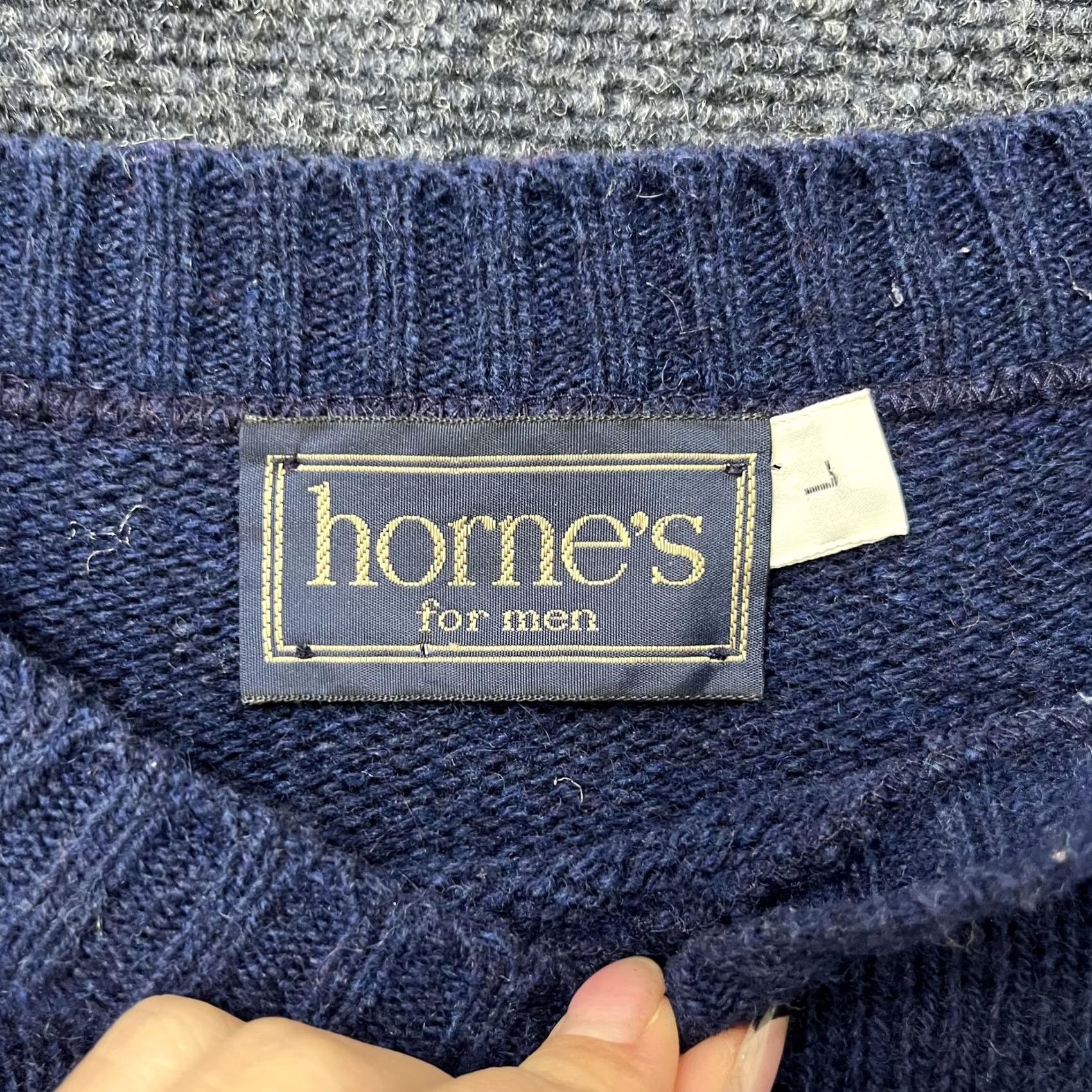 Vintage VINTAGE Horne's Sweater Mens Large Navy Wool Blend Crewneck Made USA 80s Size US L / EU 52-54 / 3 - 3 Thumbnail