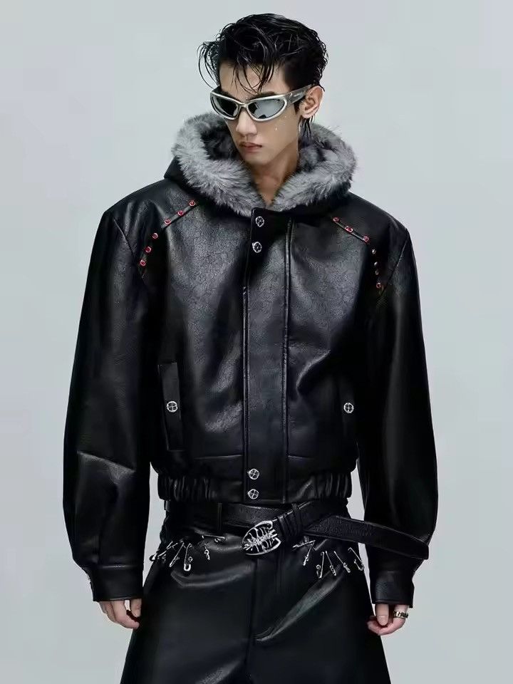 Japanese Brand Rattle Trap Fur Collar Red Leather Jacket | Grailed